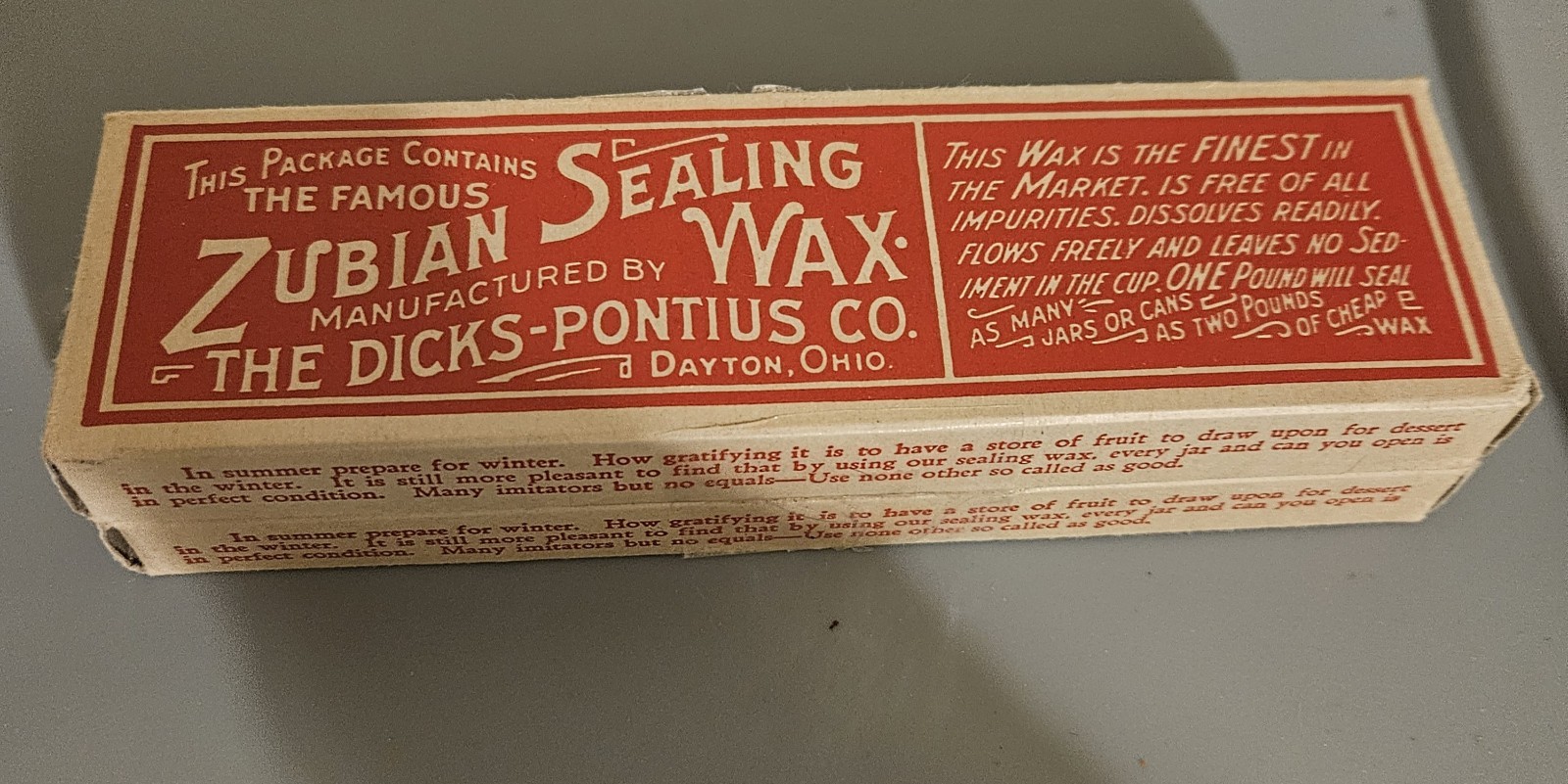 Vintage 1910’s- 1930’s Zubian Seeling Wax of Dicks-Pontius Company of Dayton OH