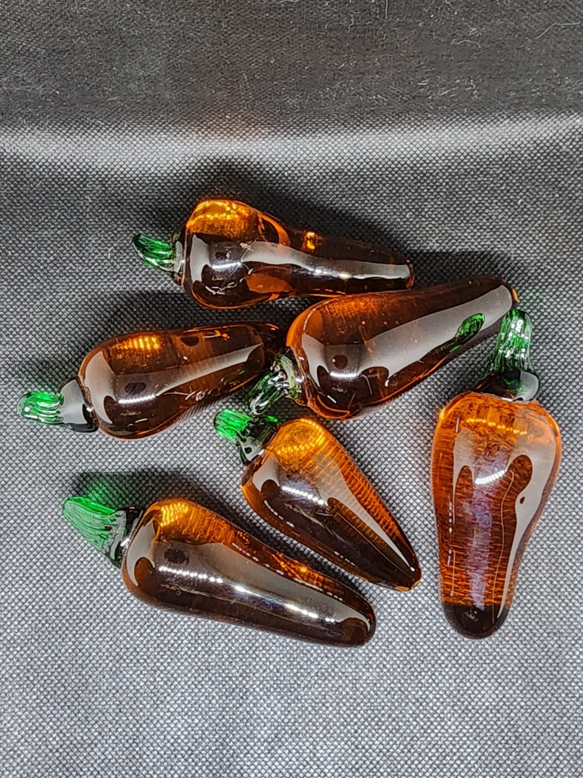 Vintage Art Glass Orange Spice Chili Pepper Vegetable Food Home Decor Lot of 6