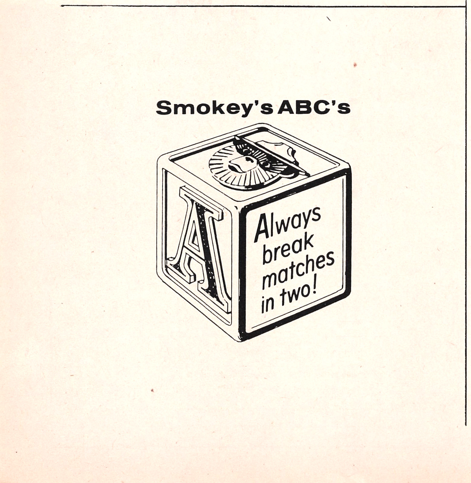 1970 Smokey’s ABCs Match Safety Instruction Cube 5.5″ x 5.5″ Magazine Print Ad
