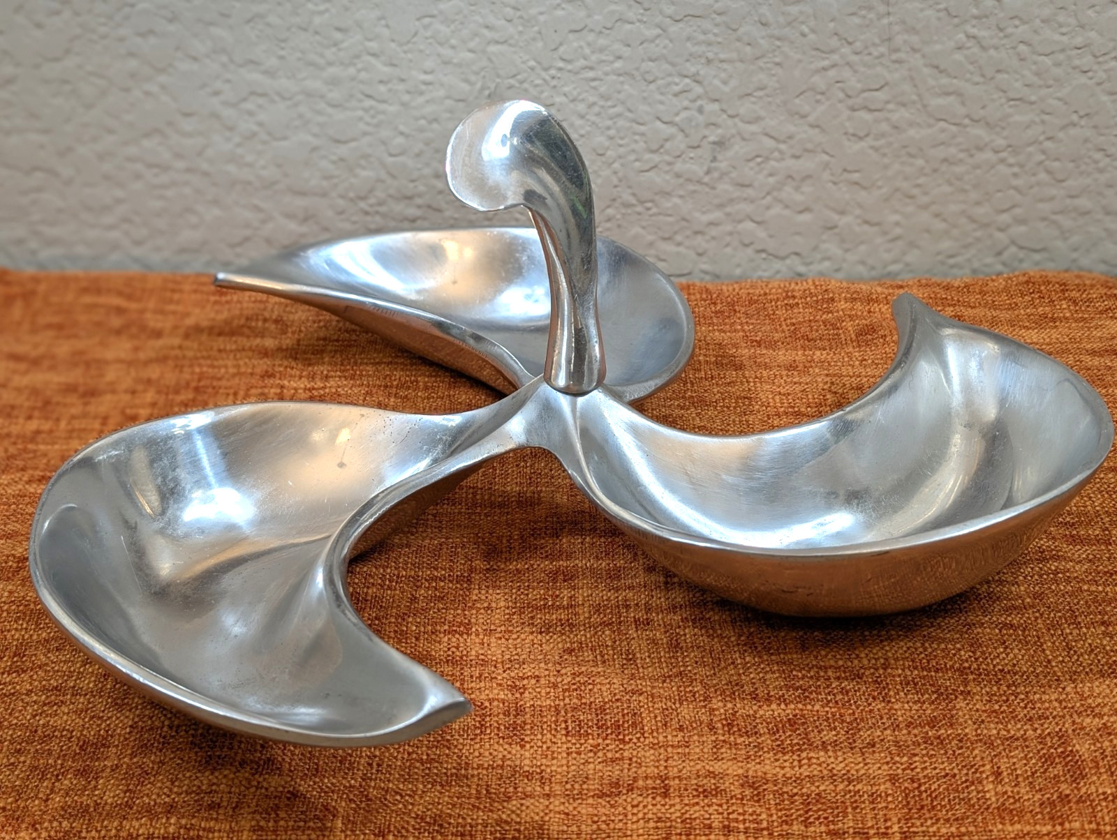 Mid Century Modern Aluminum Divided Serving Tray 3 Section Atomic Propeller