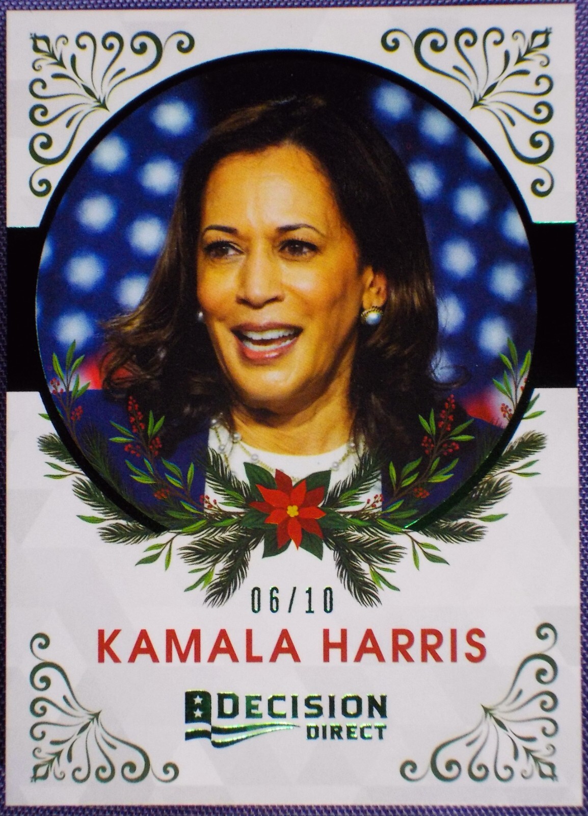 Kamala Harris 2020 Decision Direct Emerald Green Foil Holiday Edition #’d / 10 !