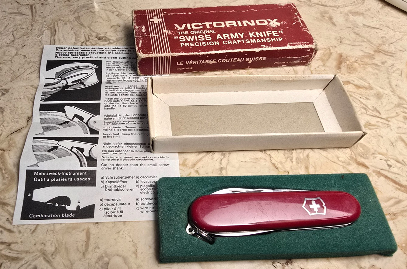 1970s Victorinox Tinker Small Swiss Army Knife Officer Suisse Round no Tweezers
