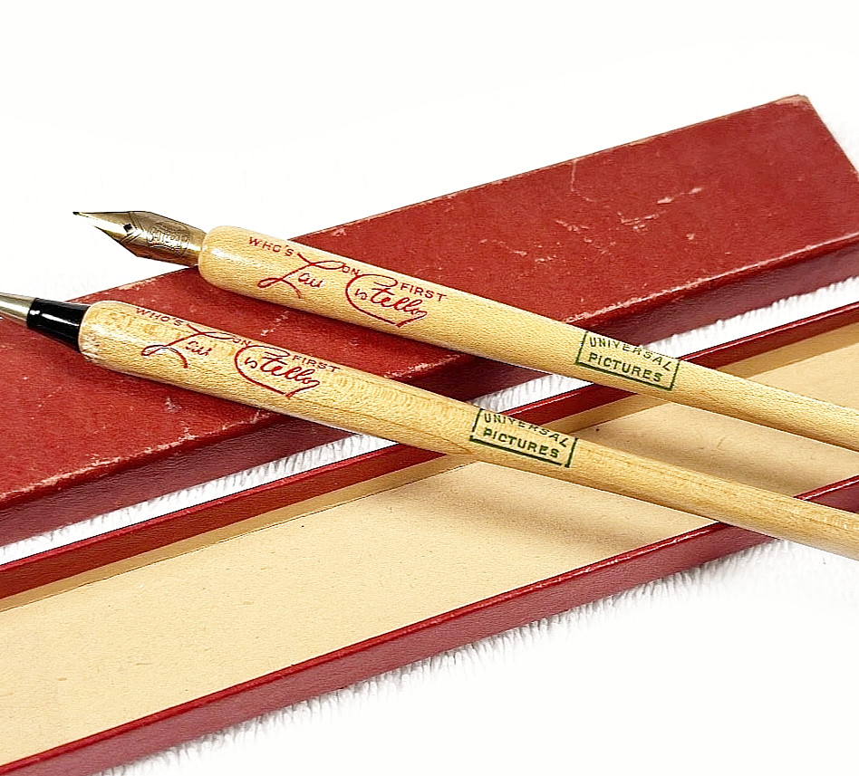 Lou Costello Who’s on First Batters Up Pen & Pencil Set w/ Box Universal Vintage