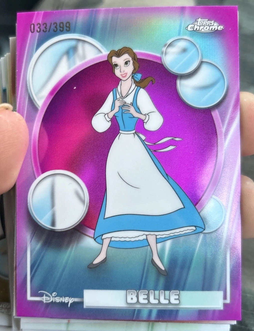 2026 Topps Chrome Disney Belle Pink Refractor 033/399