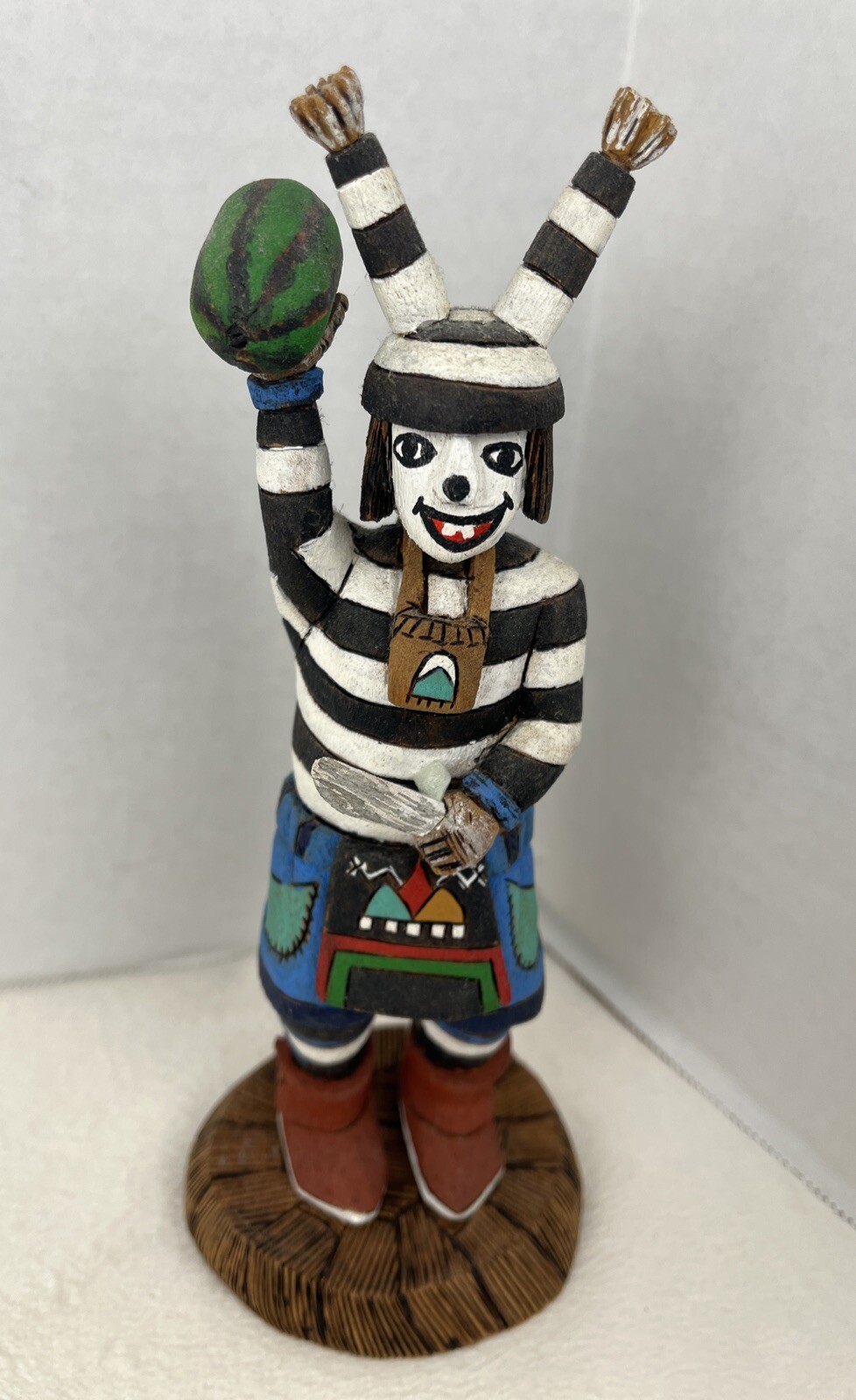 Hopi Clown with Watermelon Kachina by Eugene Hamilton Deer Foot – 8 3/8” Tall