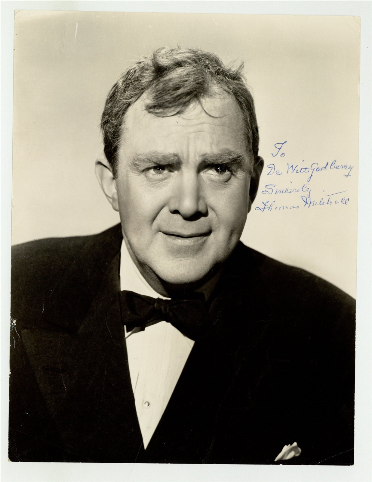 Thomas Mitchell 1957 Hand Signed 9×7 Oscar Emmy Tony Actor Photo Portrait J14197