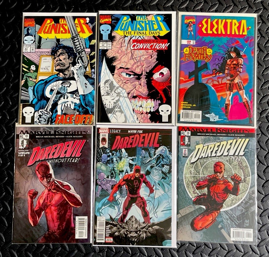 Daredevil, The Punisher, Elektra. Man Without Fear, Marvel Knights – 6 Comic Lot