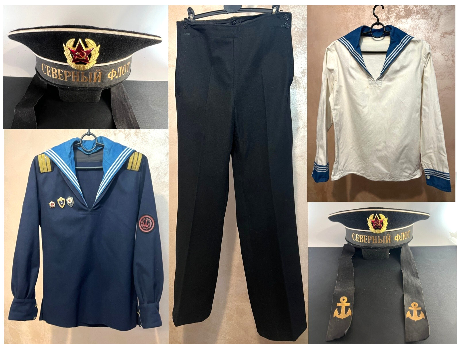 USSR military uniform and sailor’s cap of the Soviet Army
