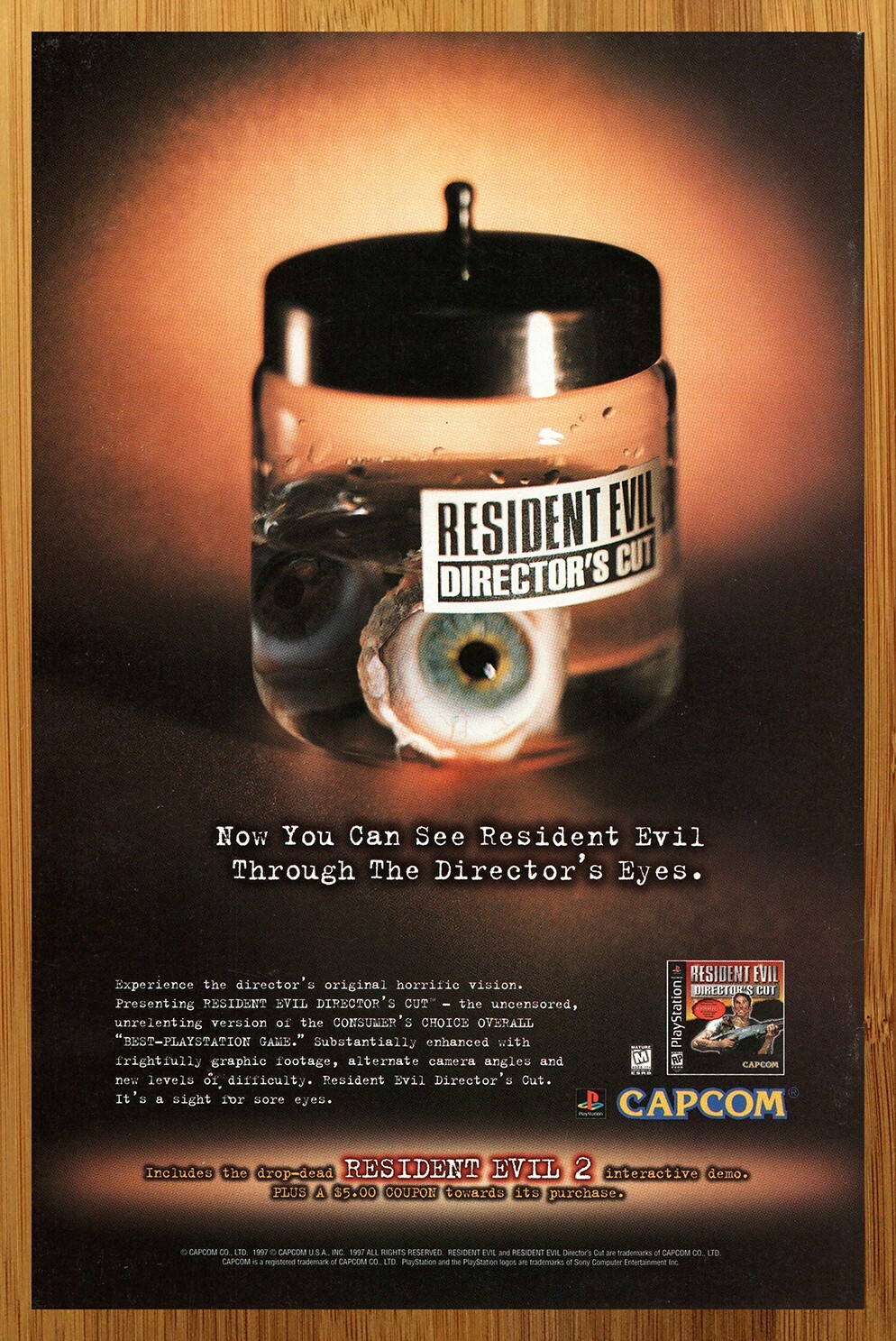 1997 Resident Evil Director’s Cut PS1 Vintage Print Ad/Poster Official Promo Art
