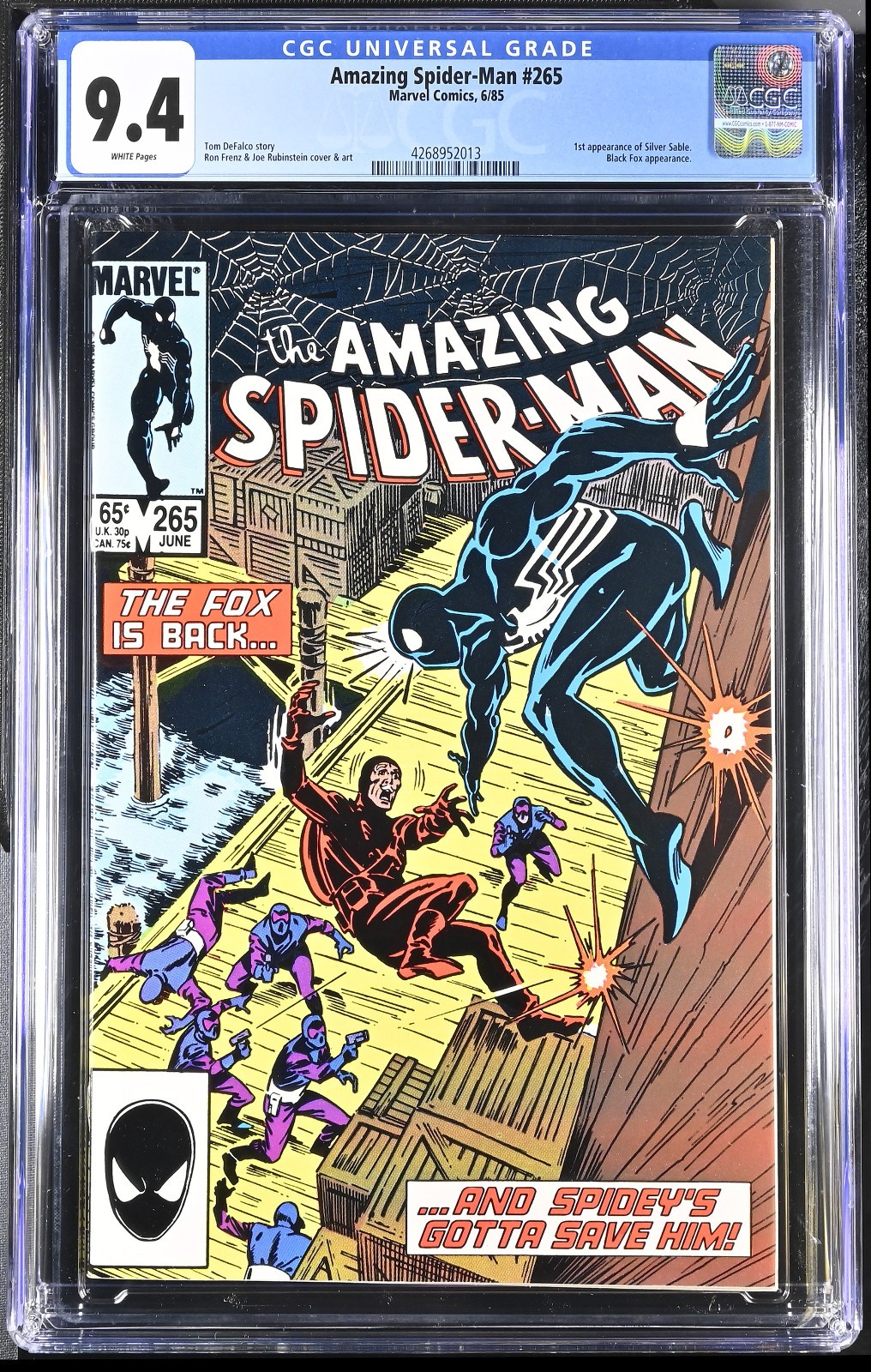 AMAZING SPIDER-MAN 265 CGC 9.4 1ST APPEARANCE SILVER SABLE WILD PACK WHITE PAGES