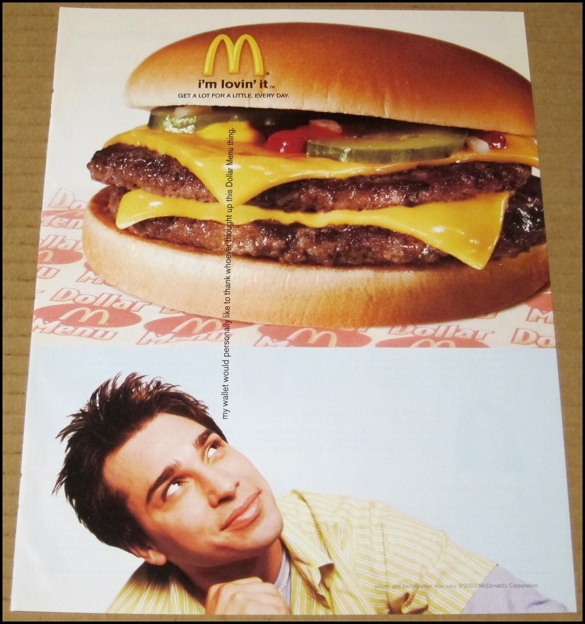 2004 McDonald’s I’m Lovin’ It Print Ad Advertisement 8″ x 10.25″ Dollar Menu VTG