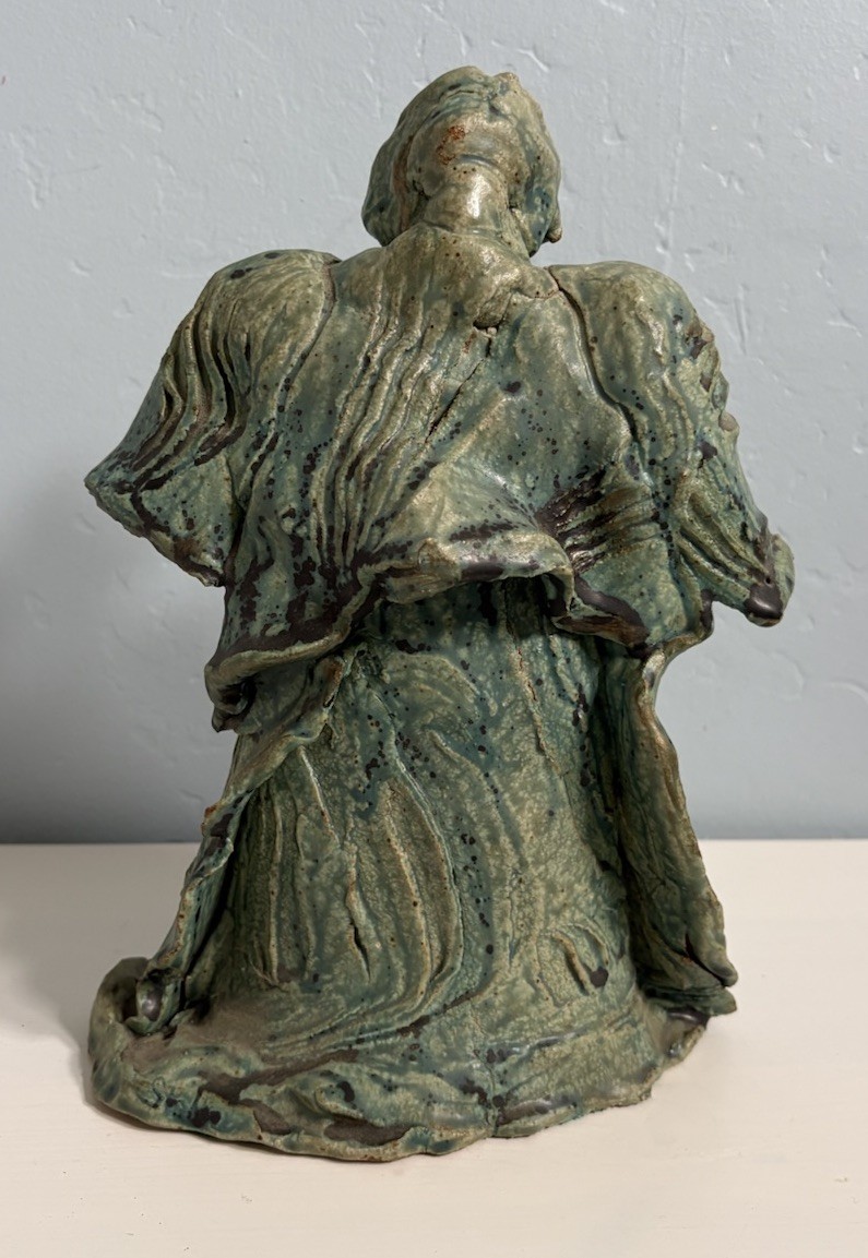 Figurative Art Ceramic Sculpture Studio Artist Signed – Shaman Man w/ Cloak