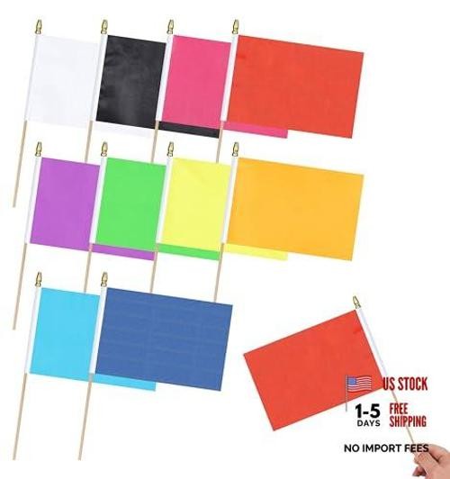 10Pcs Small White Red Blue Black Orange Yellow Green Pink Sky Blue Flags