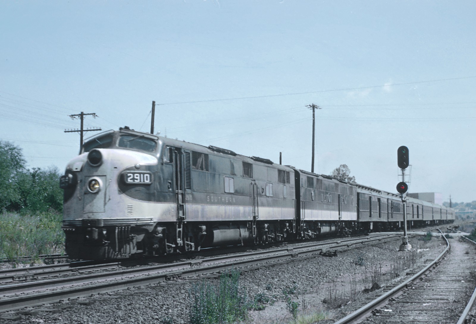 Southern E7A 2910 with Train 33, The Piedmont Limited Charlotte NC 1962 8.5 x 11