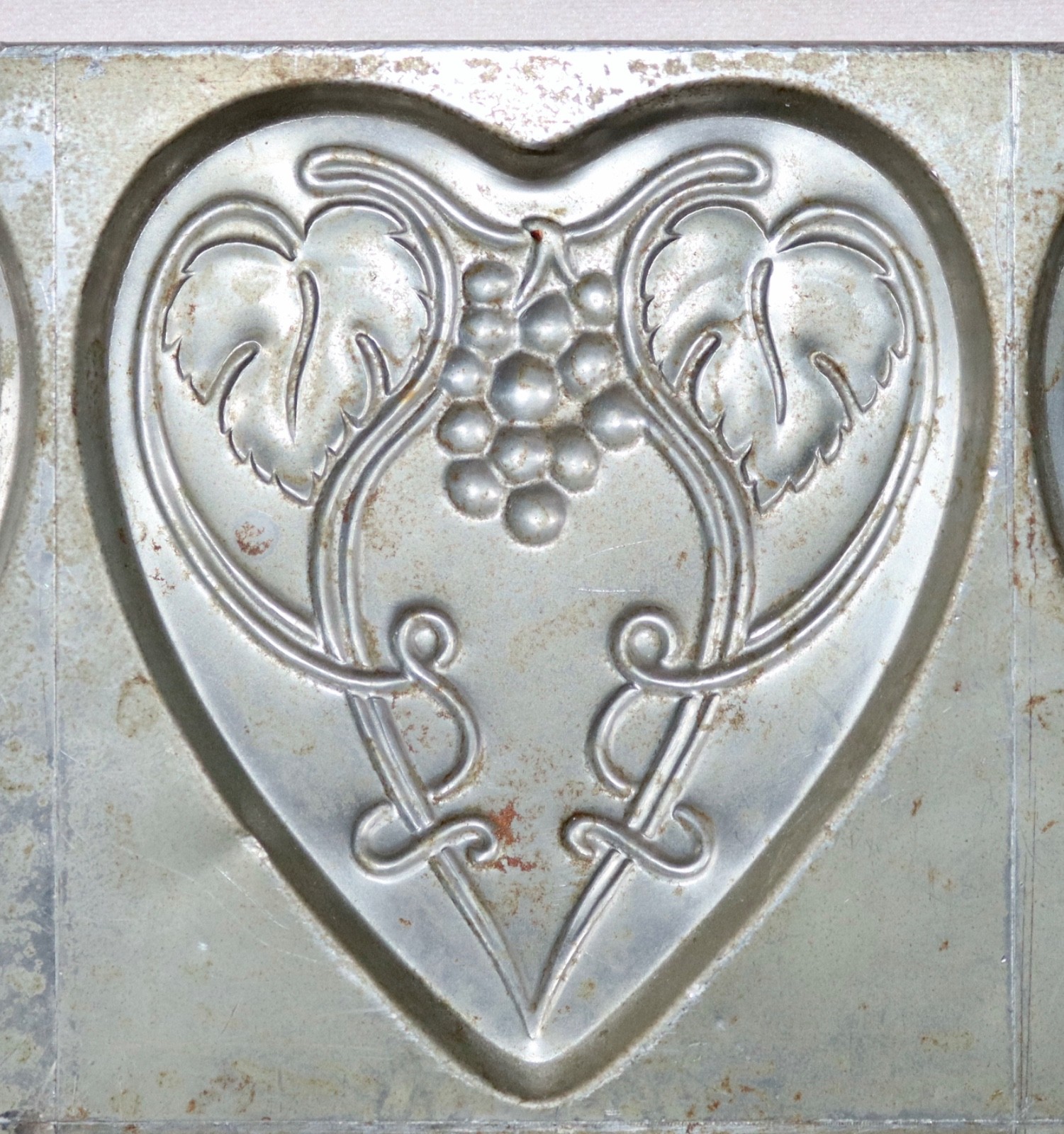 Heart With Grape Cluster & Vines 6 Chocolate Candy Metal Mold