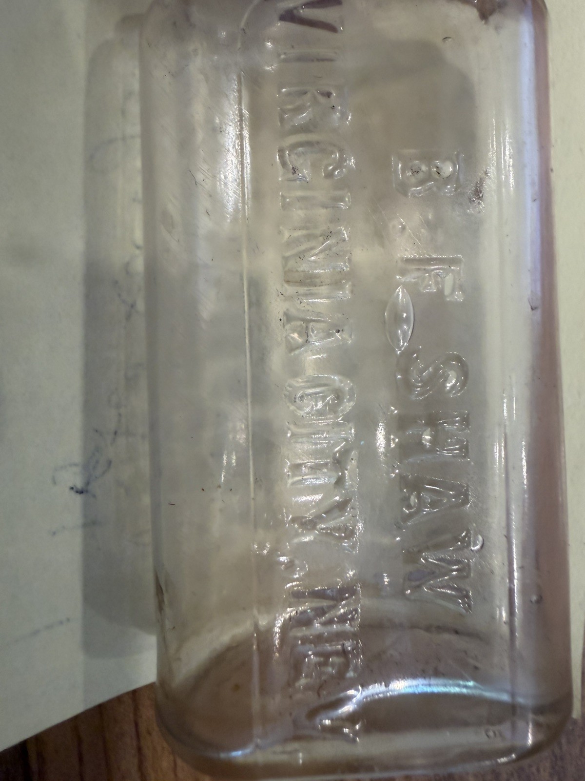 Vintage B.F. Shaw Pharmacy Medicine Bottle Virginia City Nevada Clear Glass 1oz