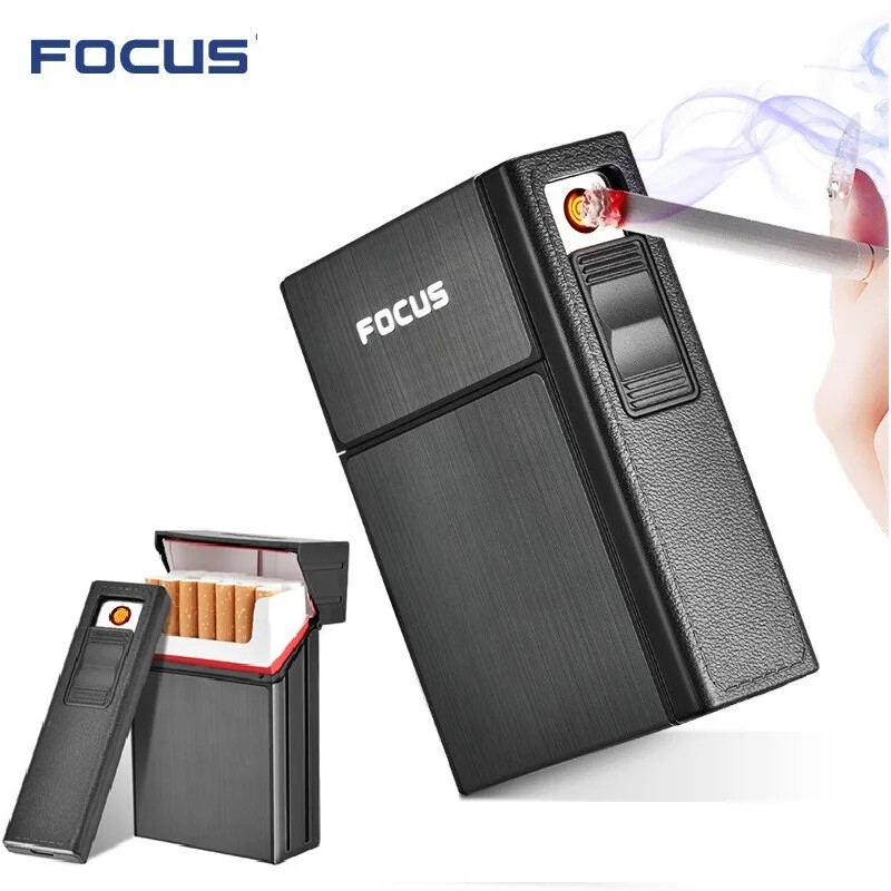 Cigarette Case USB Rechargeable Lighter Tobacco Box Holder for 84mm Cigarettes