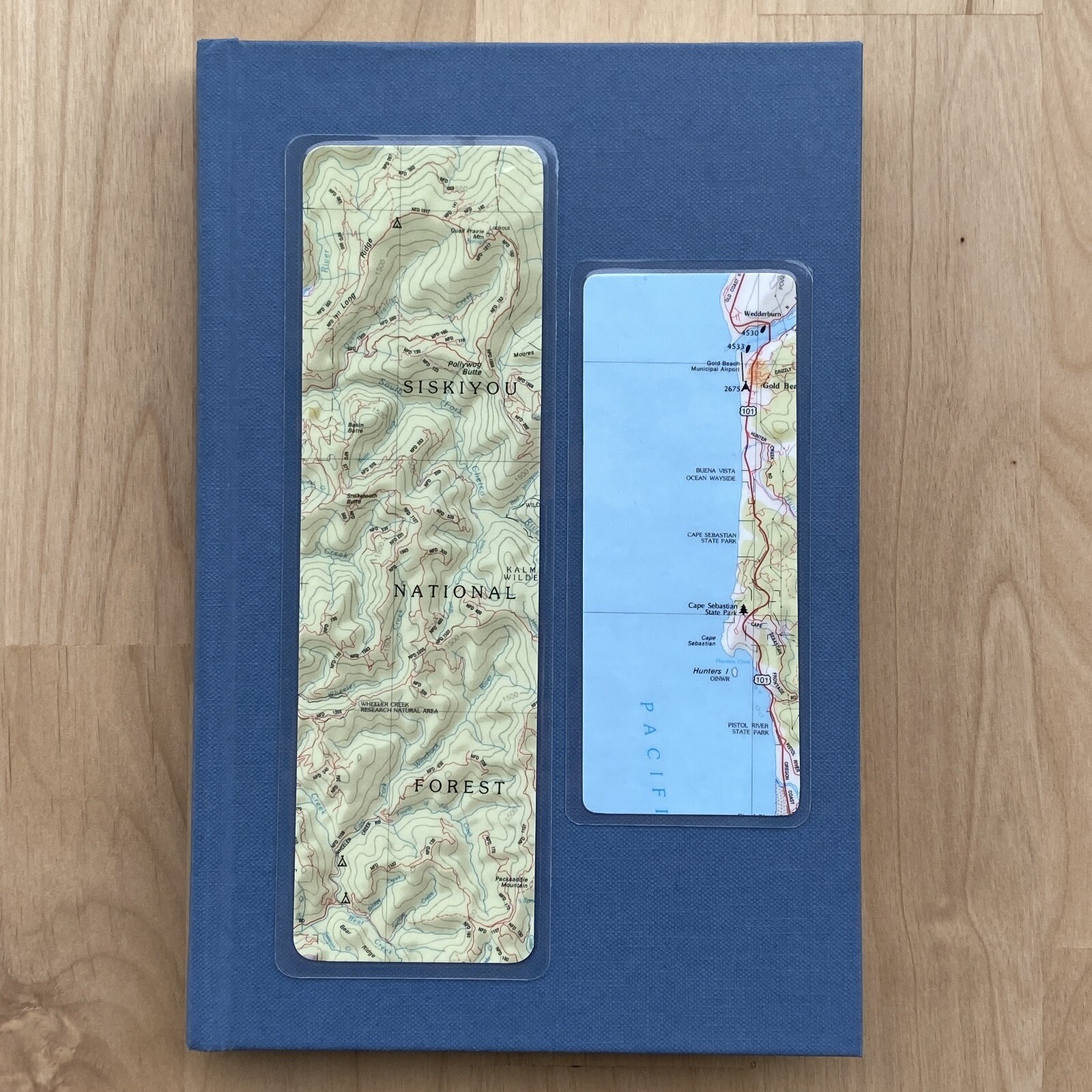 Repurposed Map Paper Laminated Bookmark for Books, Gift for Bookworms, Set Of 2
