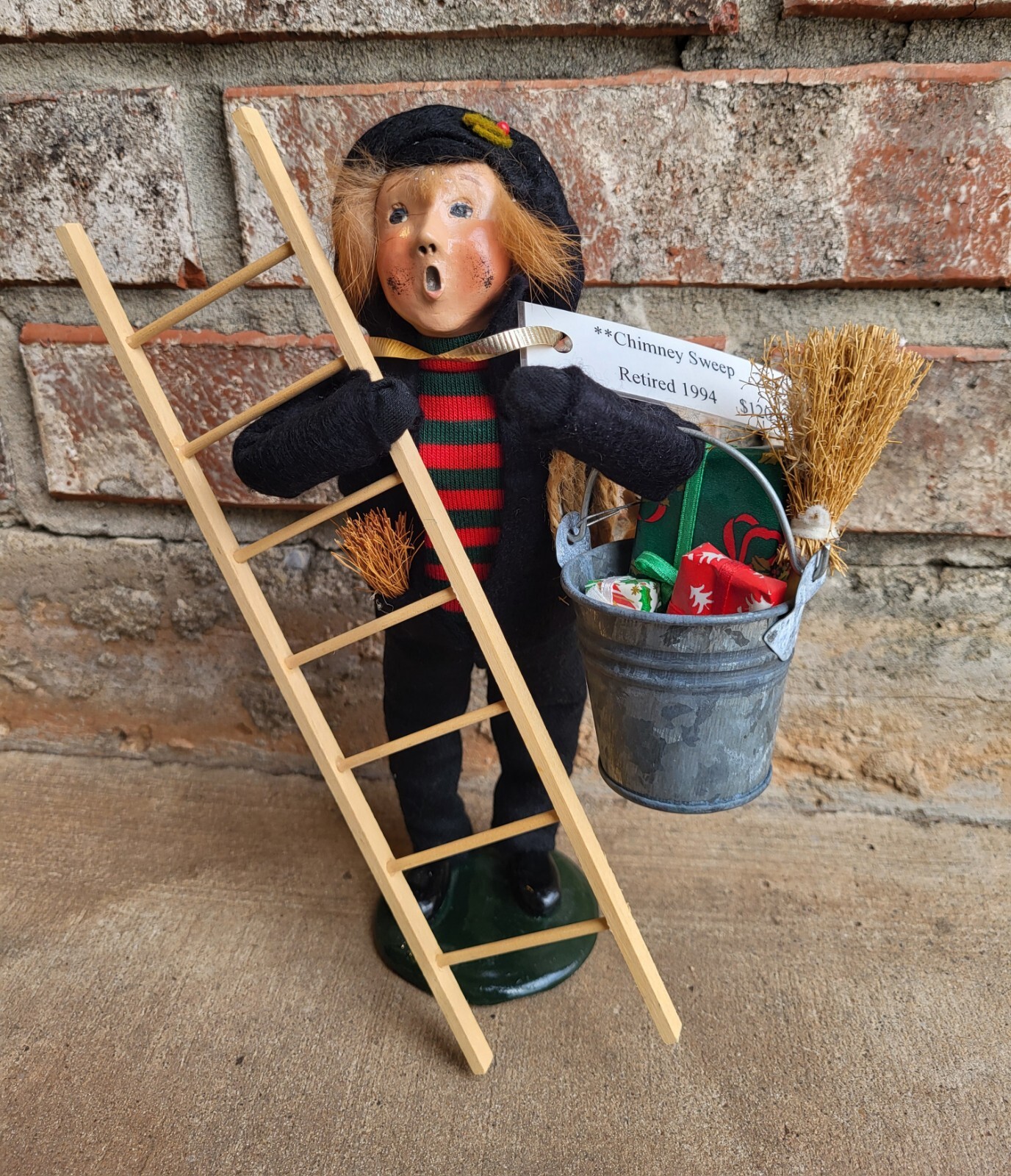 Byers Choice 1993 Chimney Sweep Holding Ladder Bucket Rope Broom Brush