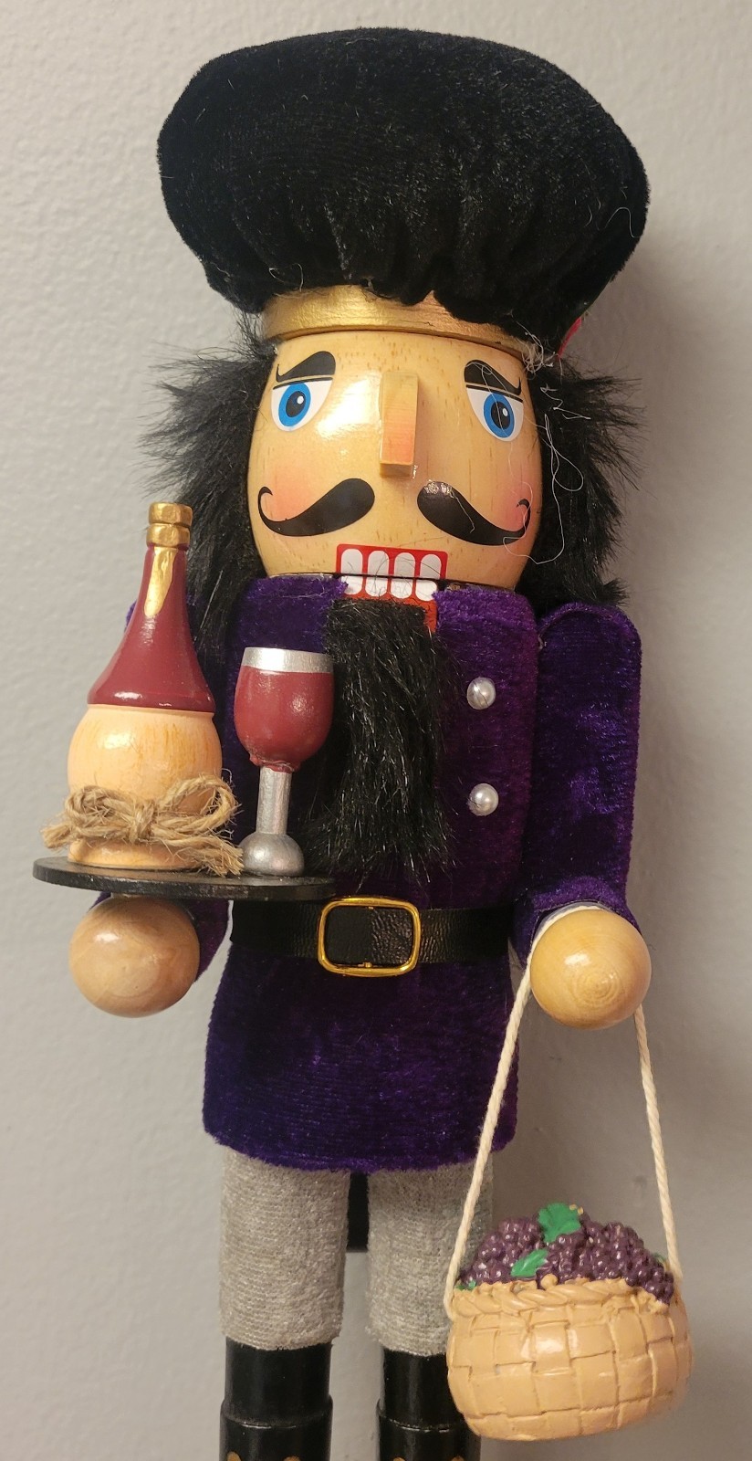 Christmas 14″ Nutcracker Purple Grapes Wine Italian Chianti Tuscany Holiday HTF