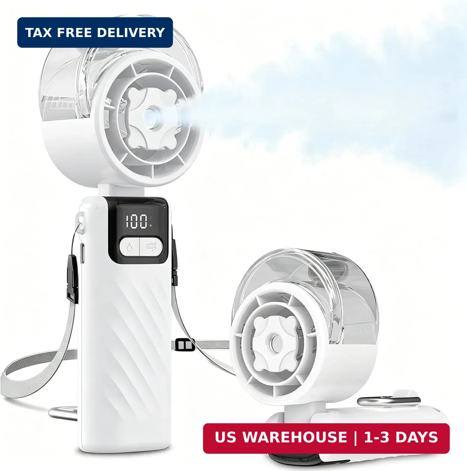 Handheld Misting Fan, Portable Personal Fan with 5 Speed, Adjustable Angle Mini