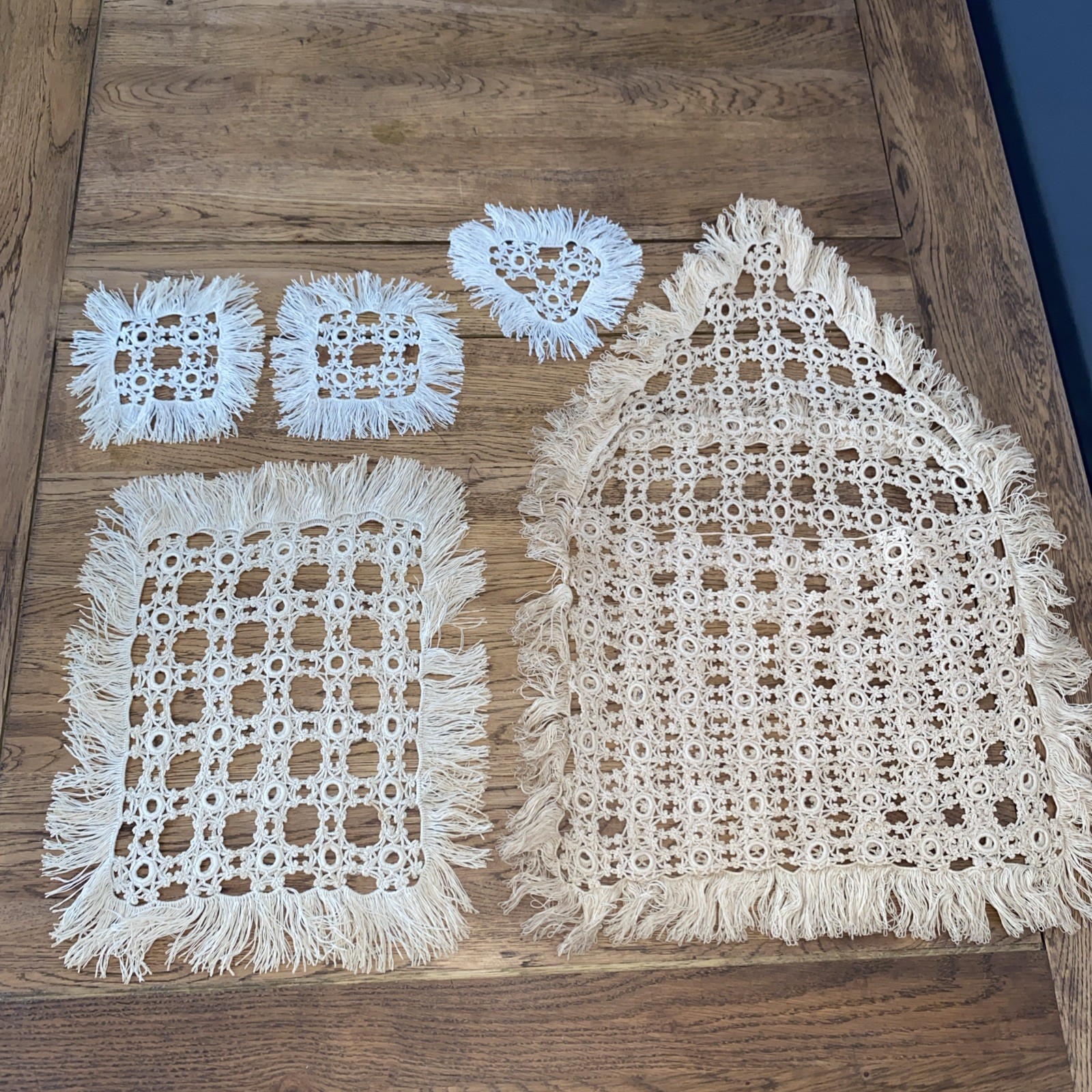 Vintage Crochet Lace Mats/cushion cover cream/beige/gold Frill cottagecore