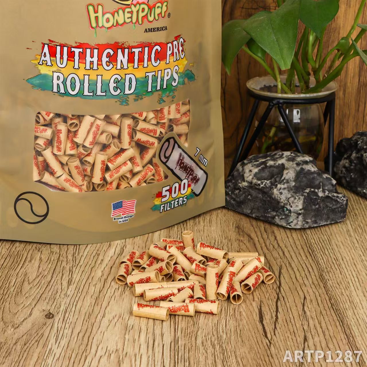 500-Pack 7mm Light Tan Pre-Roll Filters – Self-Sealing Natural Non-Refined Tips