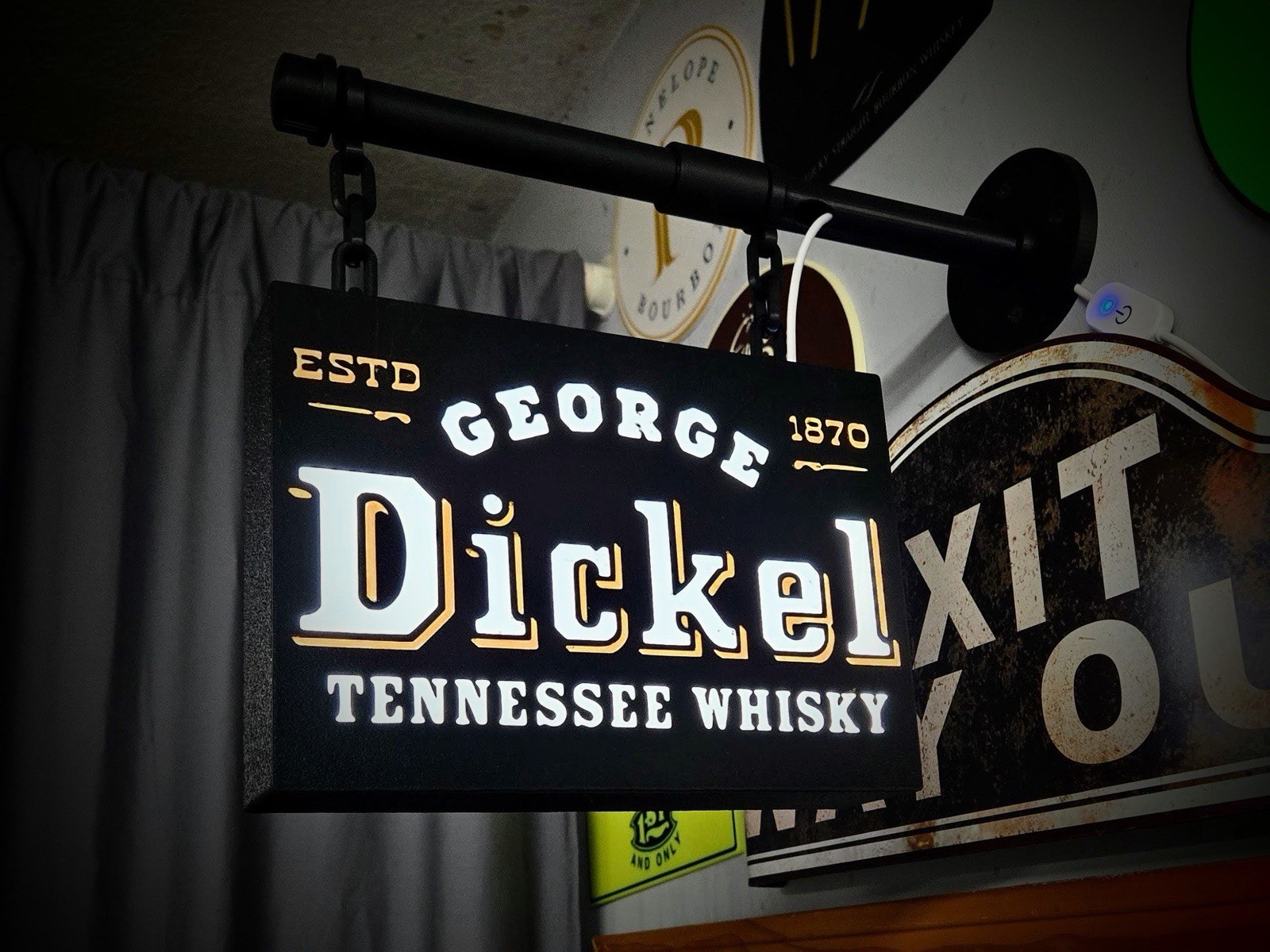 George Dickel Tennessee Whisky Hanging LED Light Box Bar Decor Sign
