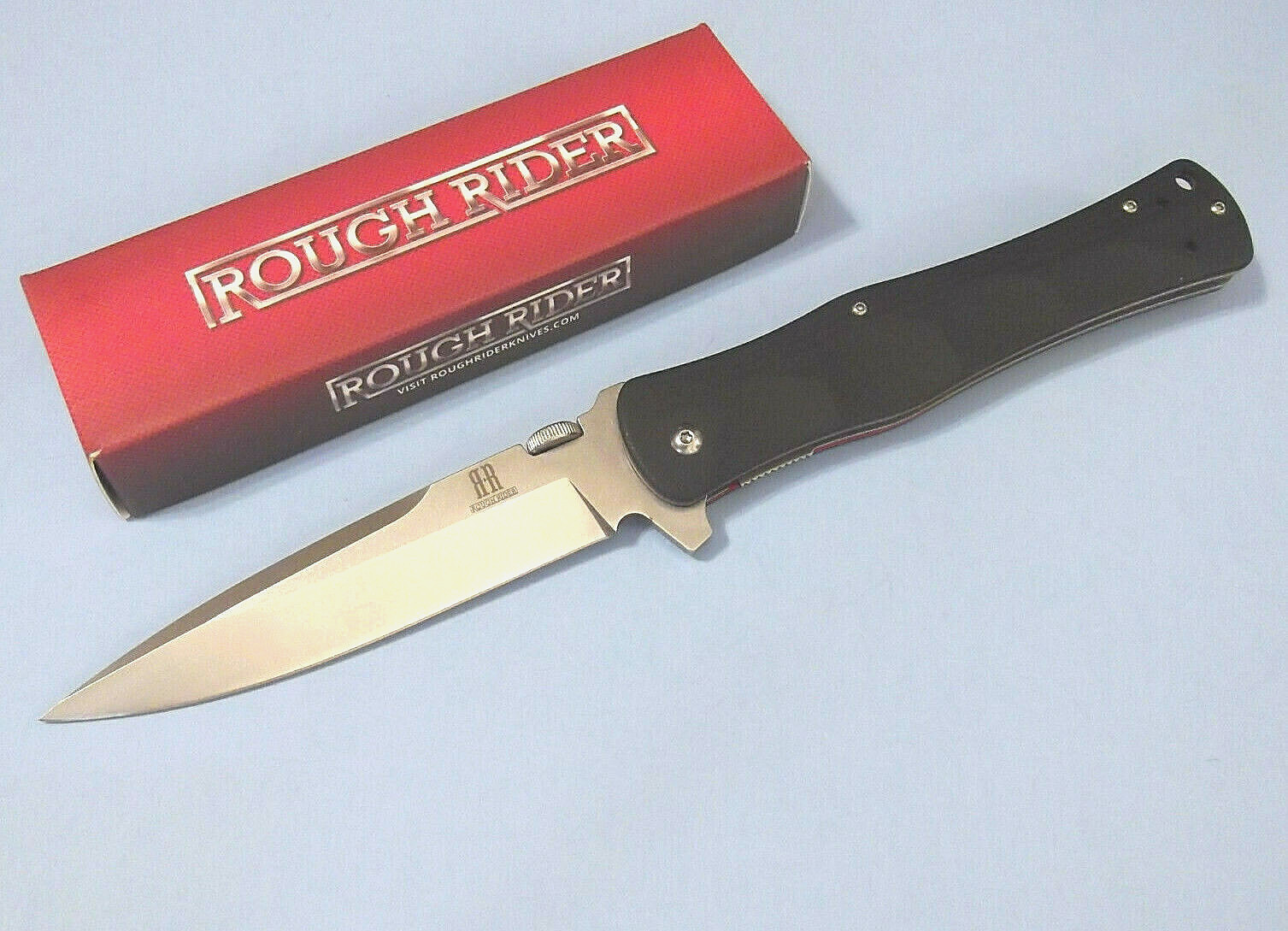 ROUGH RYDER RR1871 Black G10 handle stainless linerlock knife 6″ closed NEW!