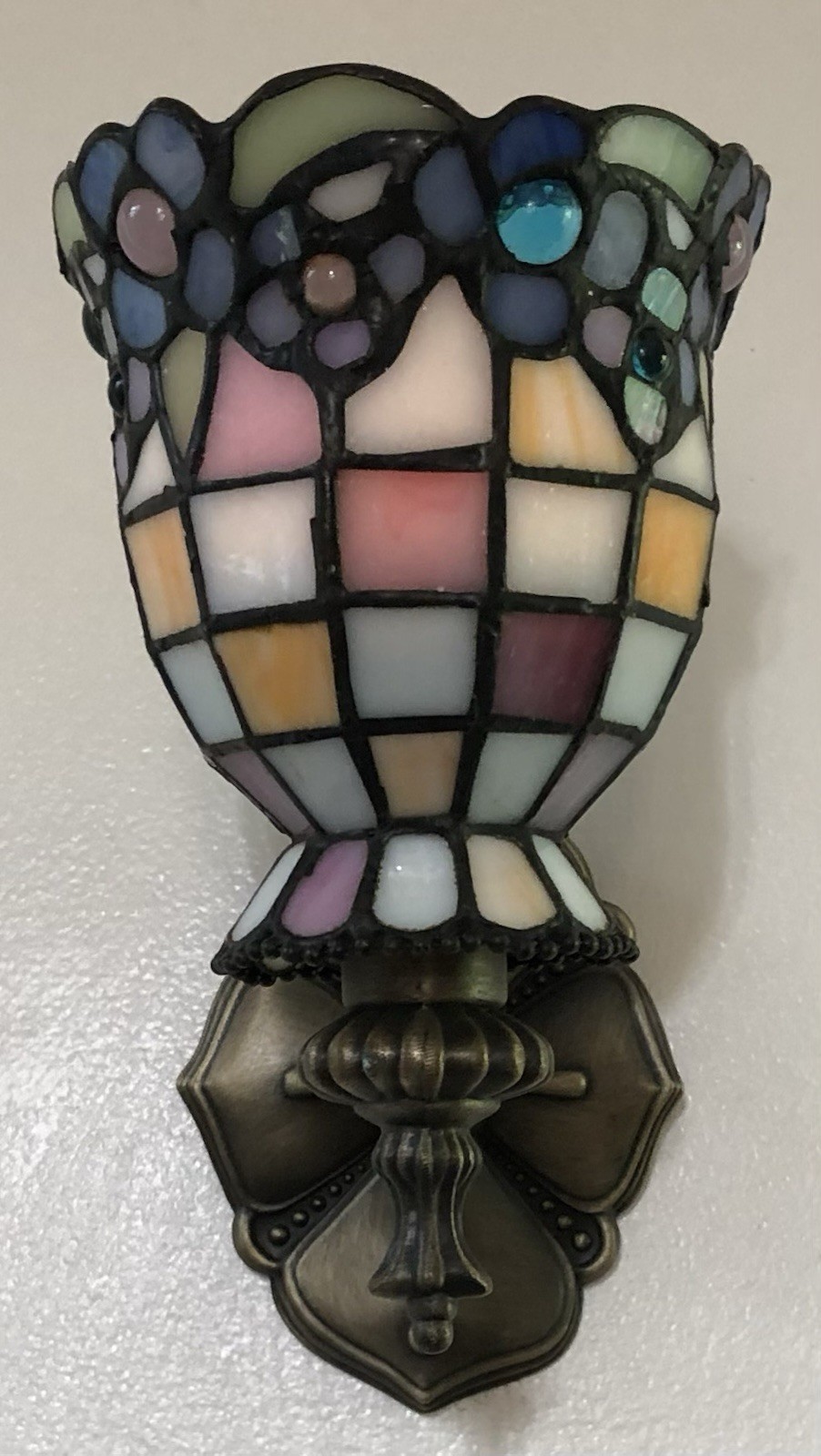 PartyLite HYDRANGEA Wall Sconce P9353 Tiffany Stained Glass Votive Tea Holder