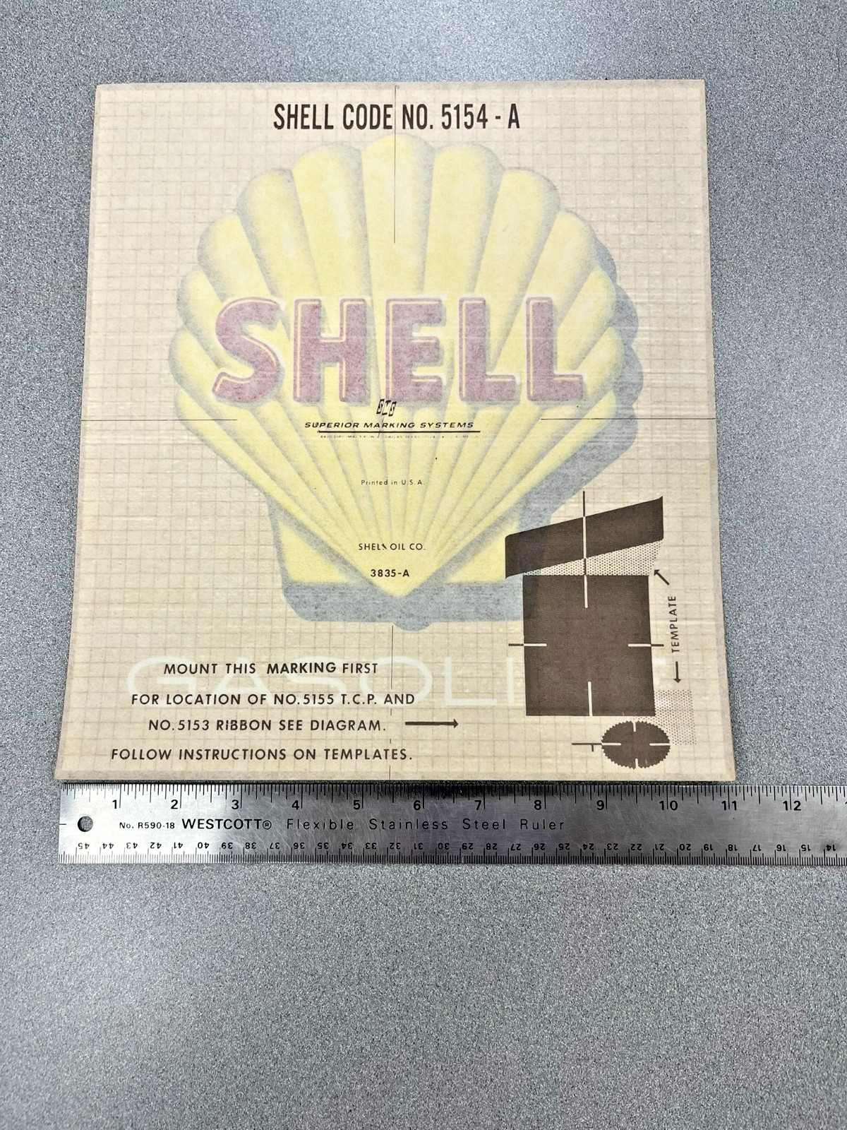 VINTAGE SHELL GAS PUMP YELLOW DECAL Superior Marking 12.25″ x11 ” Sticker 5152A