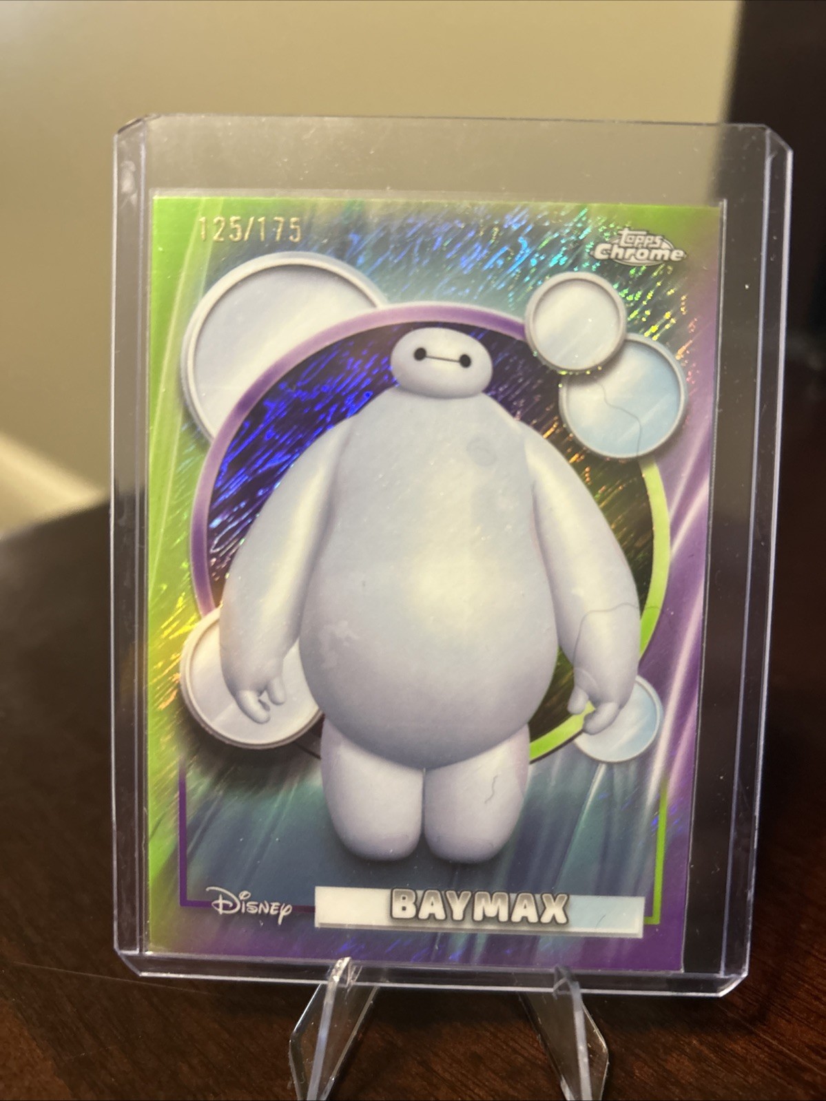 2026 Topps Chrome Disney Baymax Purple Light Green Shimmer Refractor /175