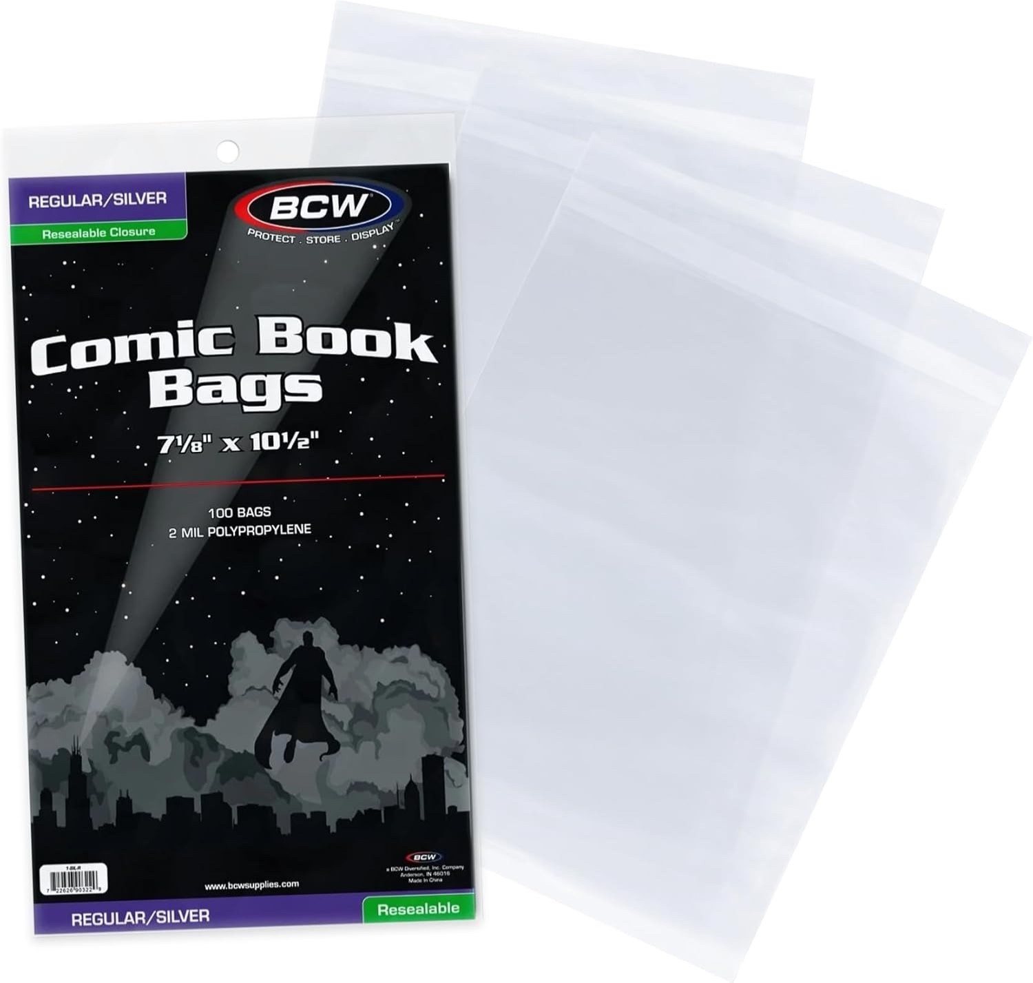 🔥(100-Pack) BCW Silver Age / Regular Size Resealable Comic Book Bags Acid Free