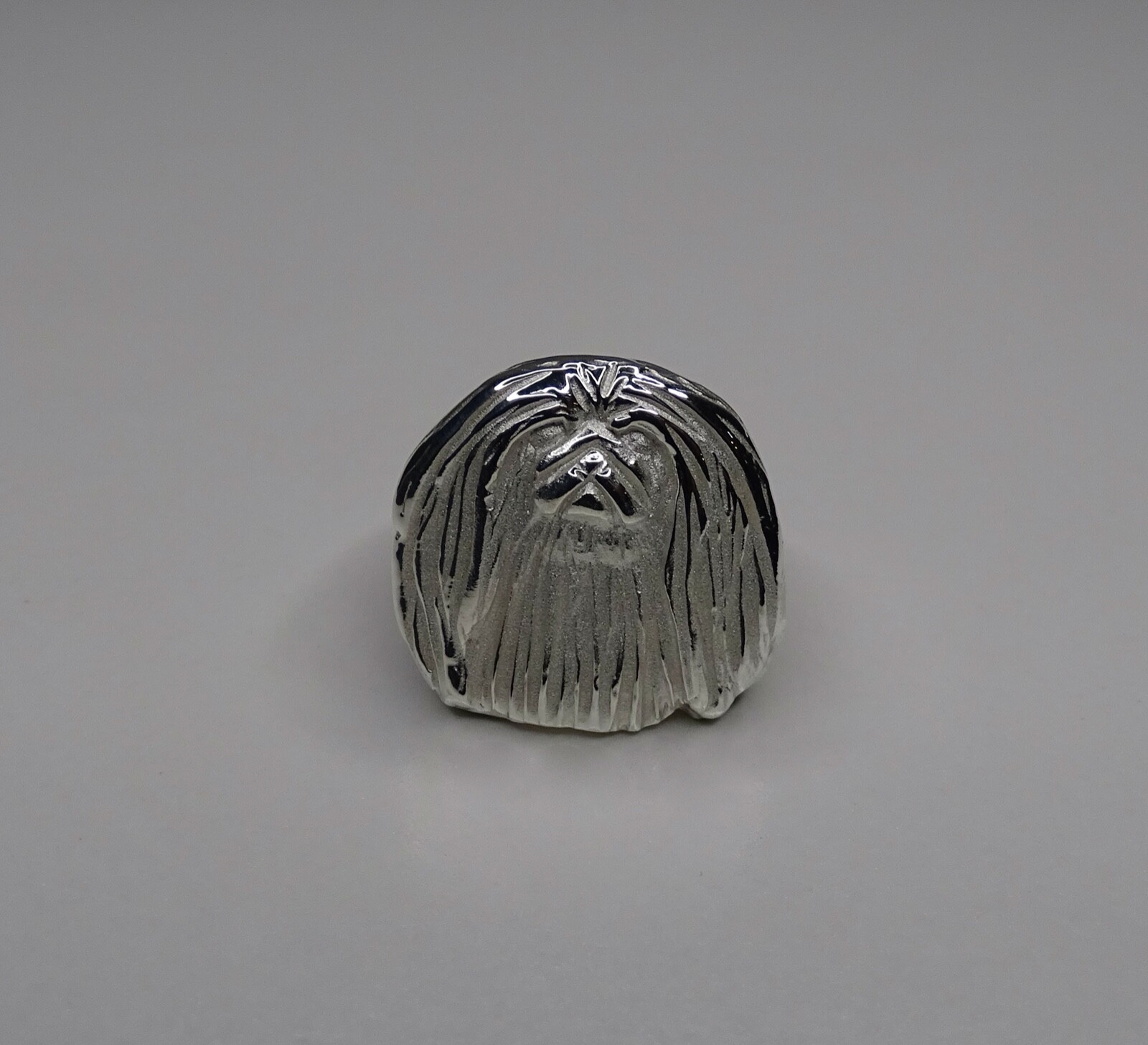Sterling Silver Pekingese Large Head Study Ring