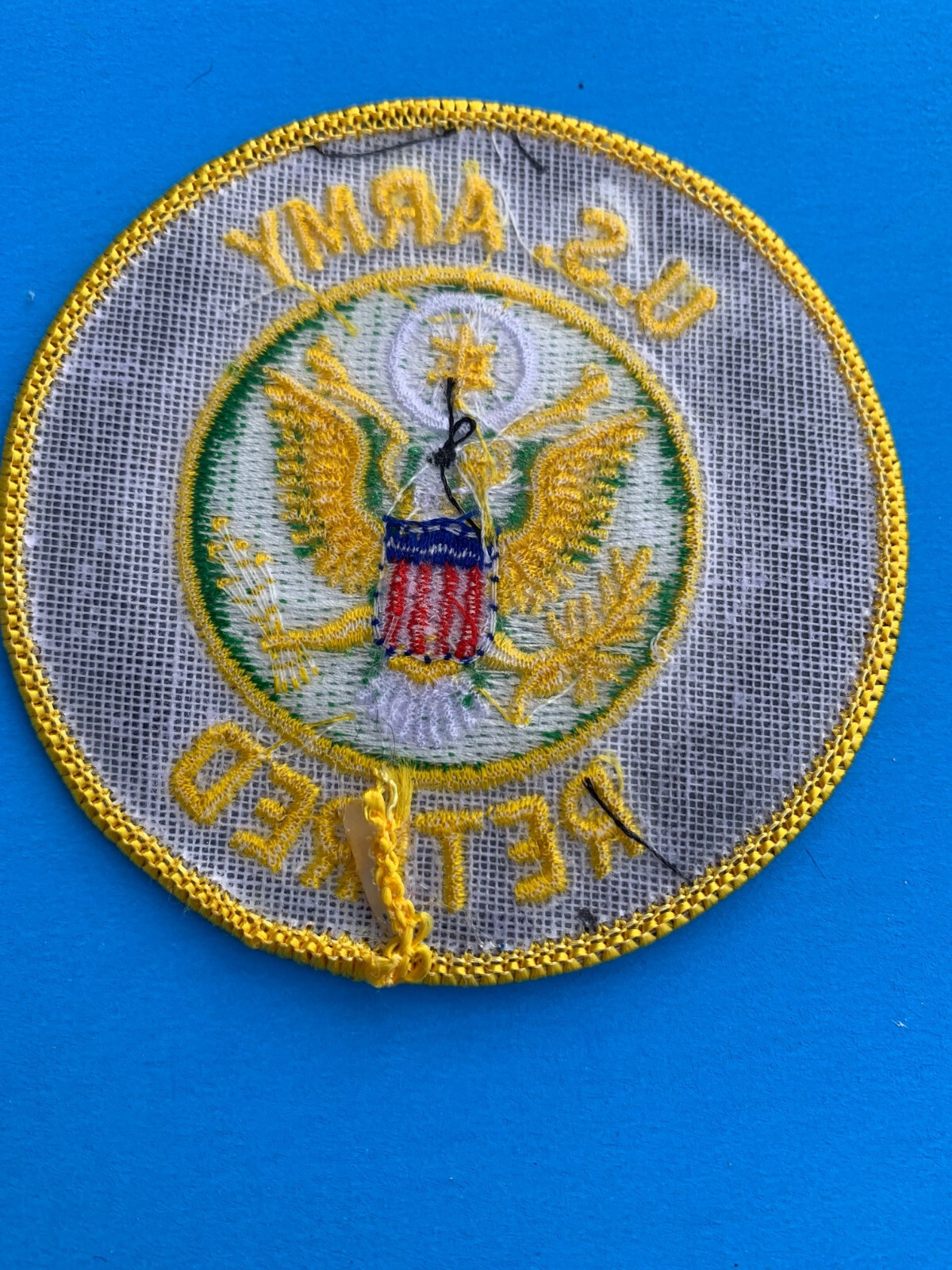 US ARMY RETIRED EMBROIDERED PATCH IRON-ON SEW-ON 3″ ROUND APPLIQUE- HI QLTY