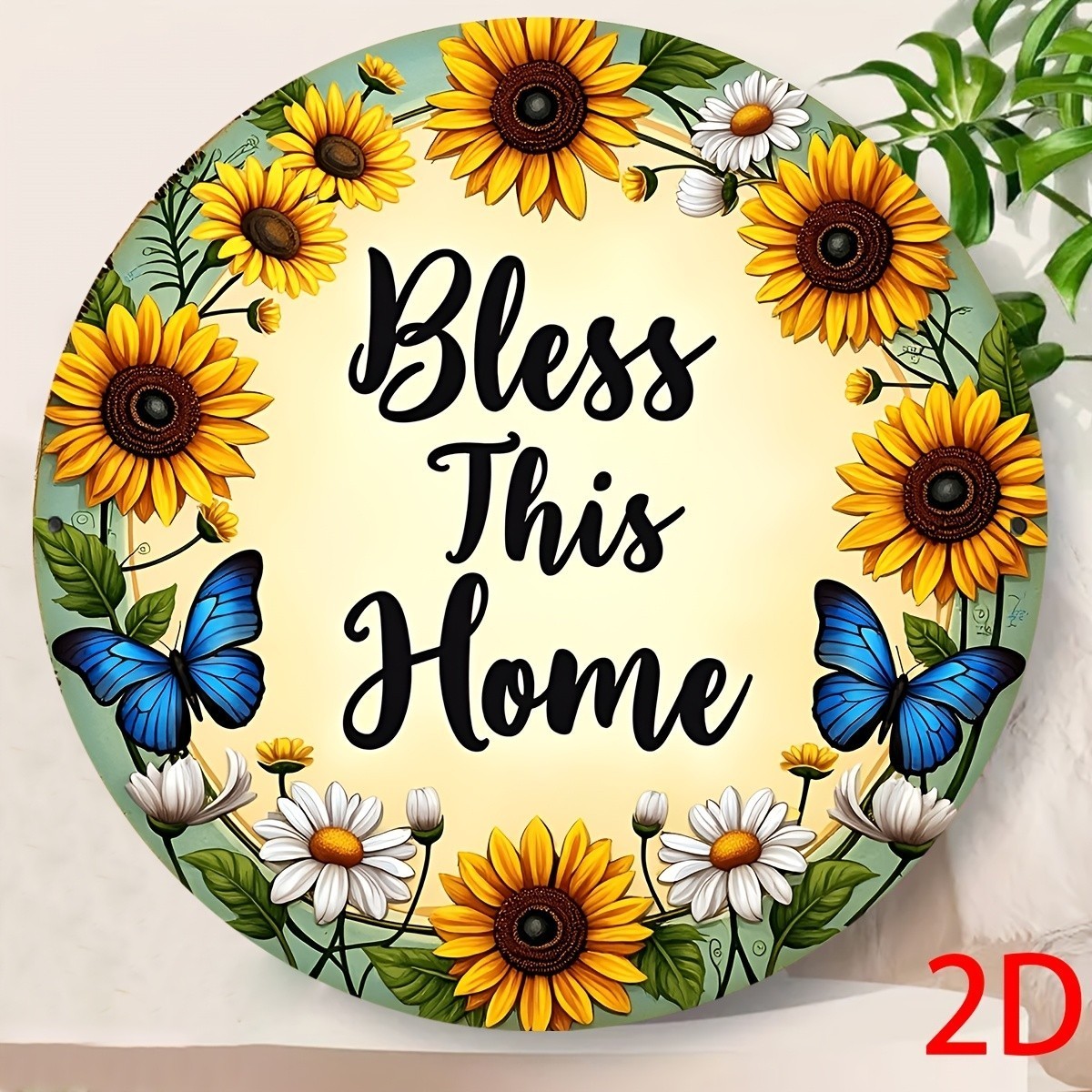 Vintage Farmhouse Bless Round Iron Tin Metal Signs Home Décor 8×8