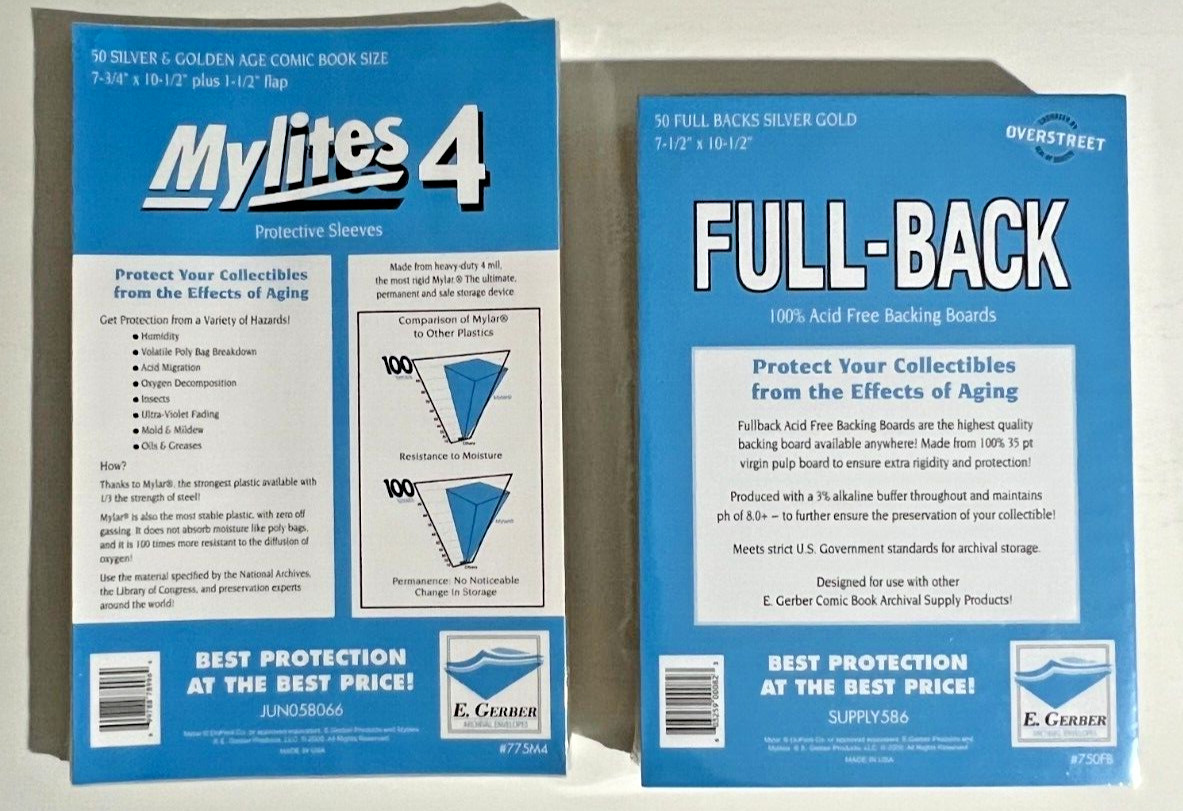 50 E. Gerber Silver Gold Comic Mylites 2 775M4 & 35PT Full-Backs 750FB Set of 50