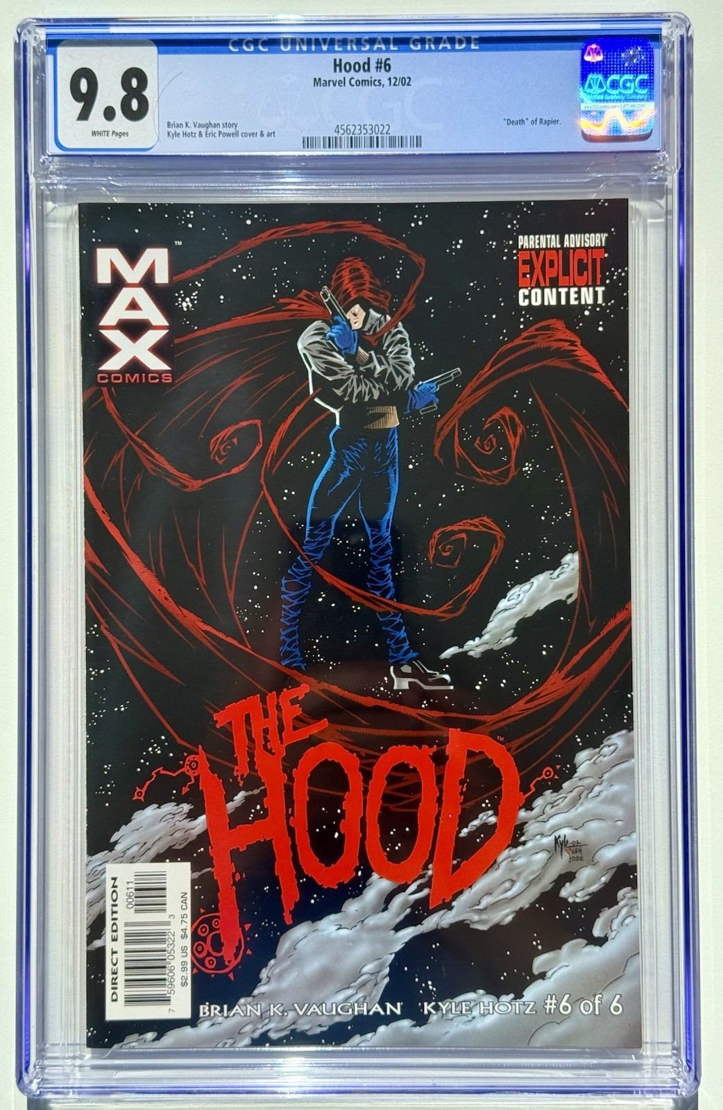 THE HOOD #6 * Last Issue * Vaughan * PARKER 2002 * MARVEL MAX * NM+ CGC 9.8