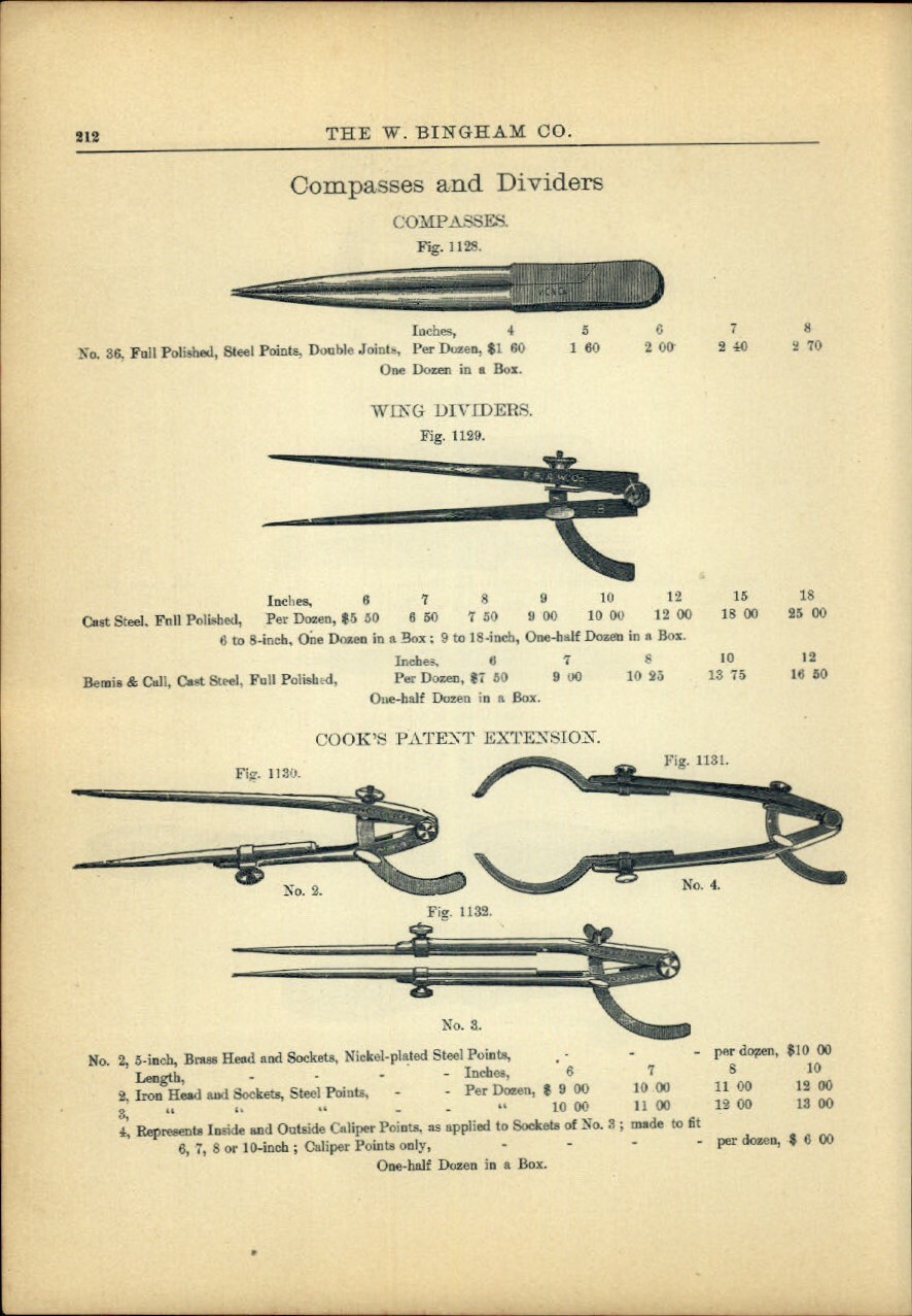 1894 PAPER AD 7 PG Compasses Dividers Cook’s Caliper Spring Starrett’s Stevens’