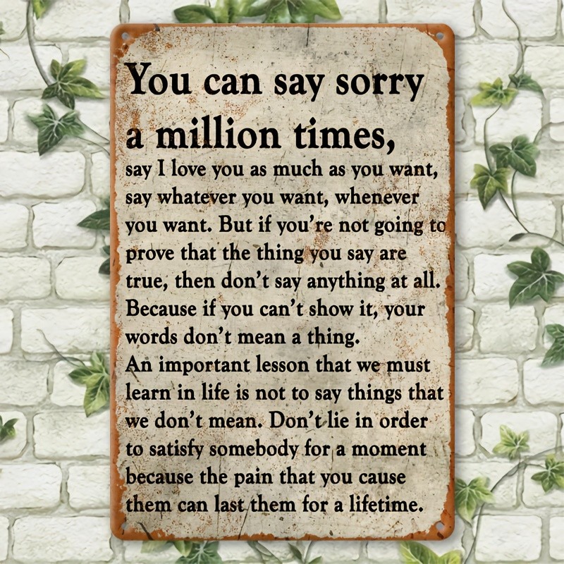 Vintage Rustic Wall Art Sign with Inspirational Quote Tin Metal Signs Home Décor