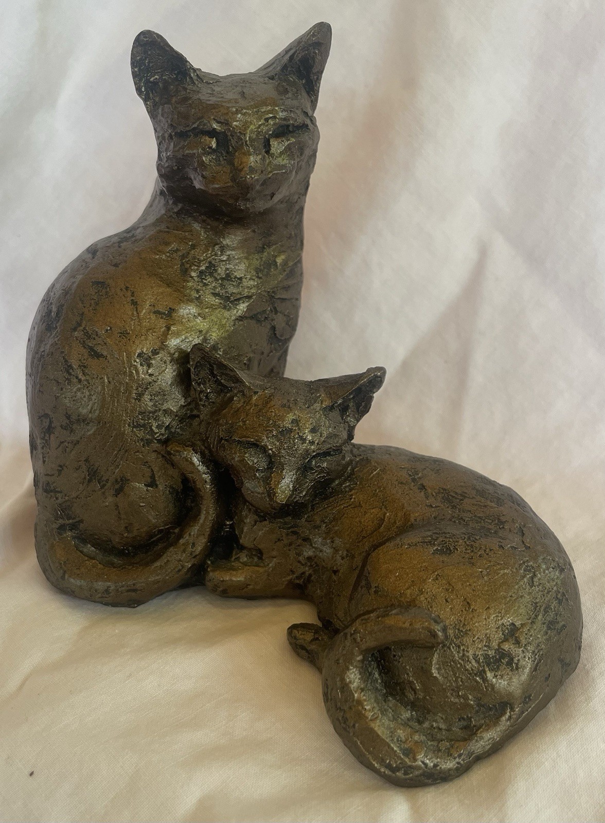 Vtg Frith Cat Sculpture TOBY & POPPY Paul Jenkins Cold Cast Bronze Signed P. J.