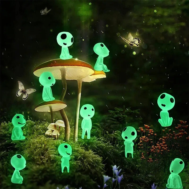 Ghibli Kodama Tree Spirit Princess Mononoke Mini Action Figure Glow in Dark 10pc