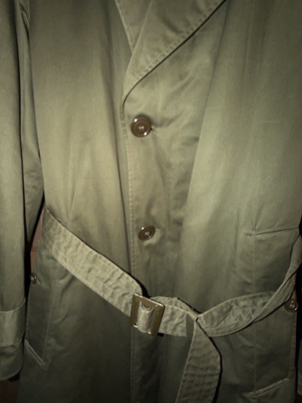 Korean War Vintage 1953 US Army M-1950 Overcoat Trench Coat OG-107 Med Long
