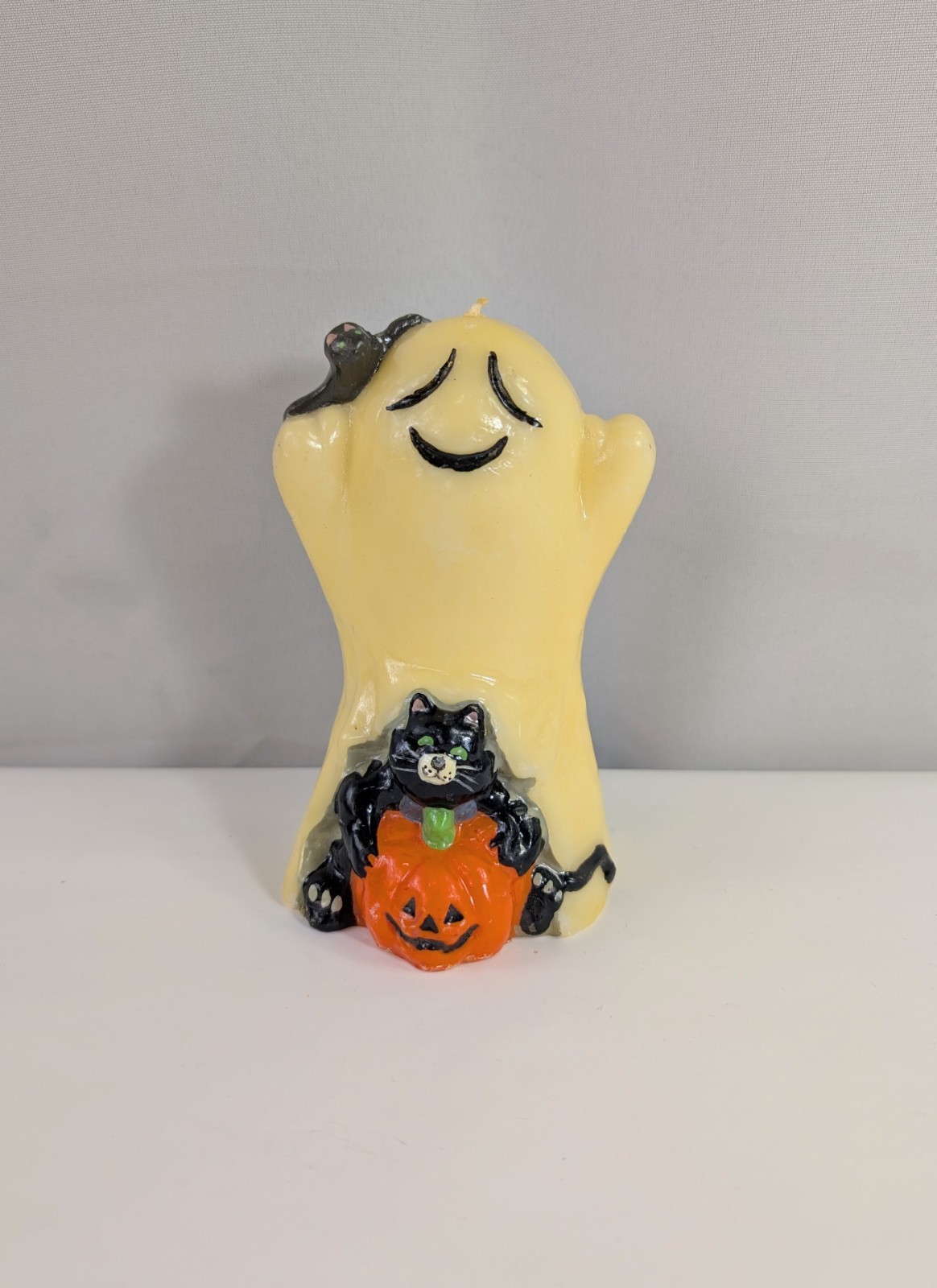Vintage Halloween Candle Happy Ghost Bat Black Cat Pumpkin Spooky Pre-Owned