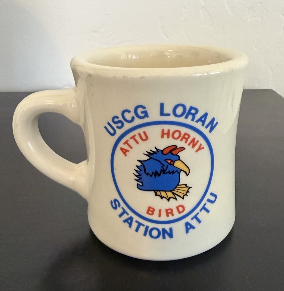 Rare USCG LORAN Station Attu Alaska Horny Bird Mug Northern Pacific Cold War
