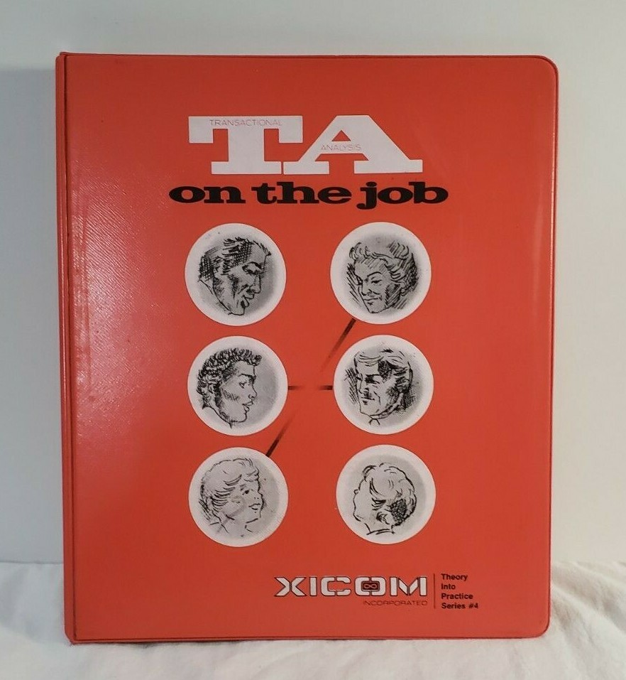 Vintage XICOM TA on the Job 3 Ring BInder Orange Transactional Analysis 1″ Used