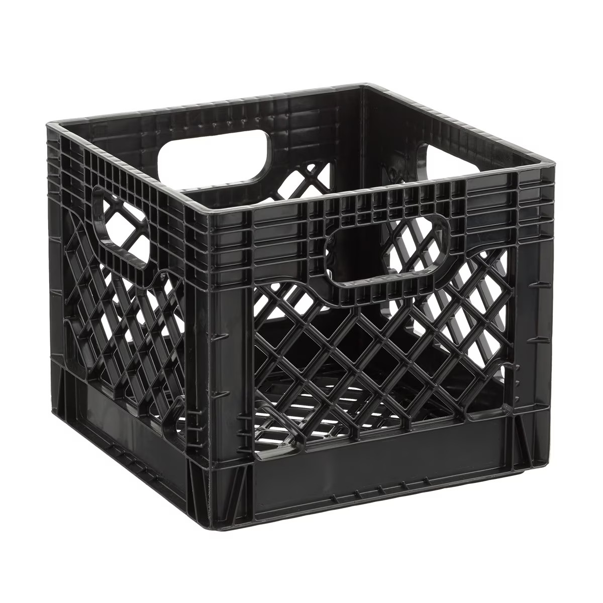 Juggernaut Storage 16QT Heavy Duty Plastic Milk Crate Black Handles