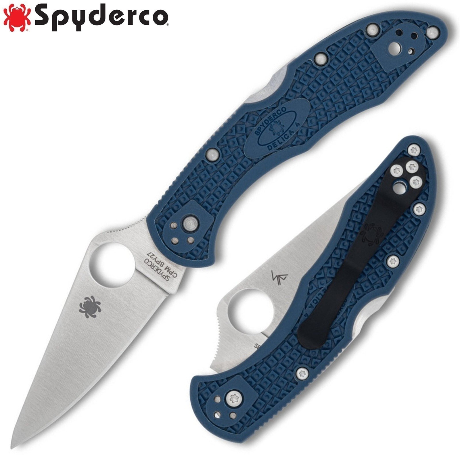 Spyderco Delica 4 CPM-SPY27 Satin Blade Cobalt Blue FRN Handles C11PCBL