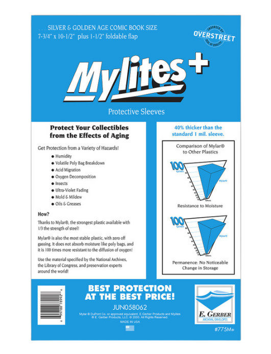 200 Sleeves E Gerber Mylites+ 1.42 Mil Mylar Silver Golden Age Comic Bags