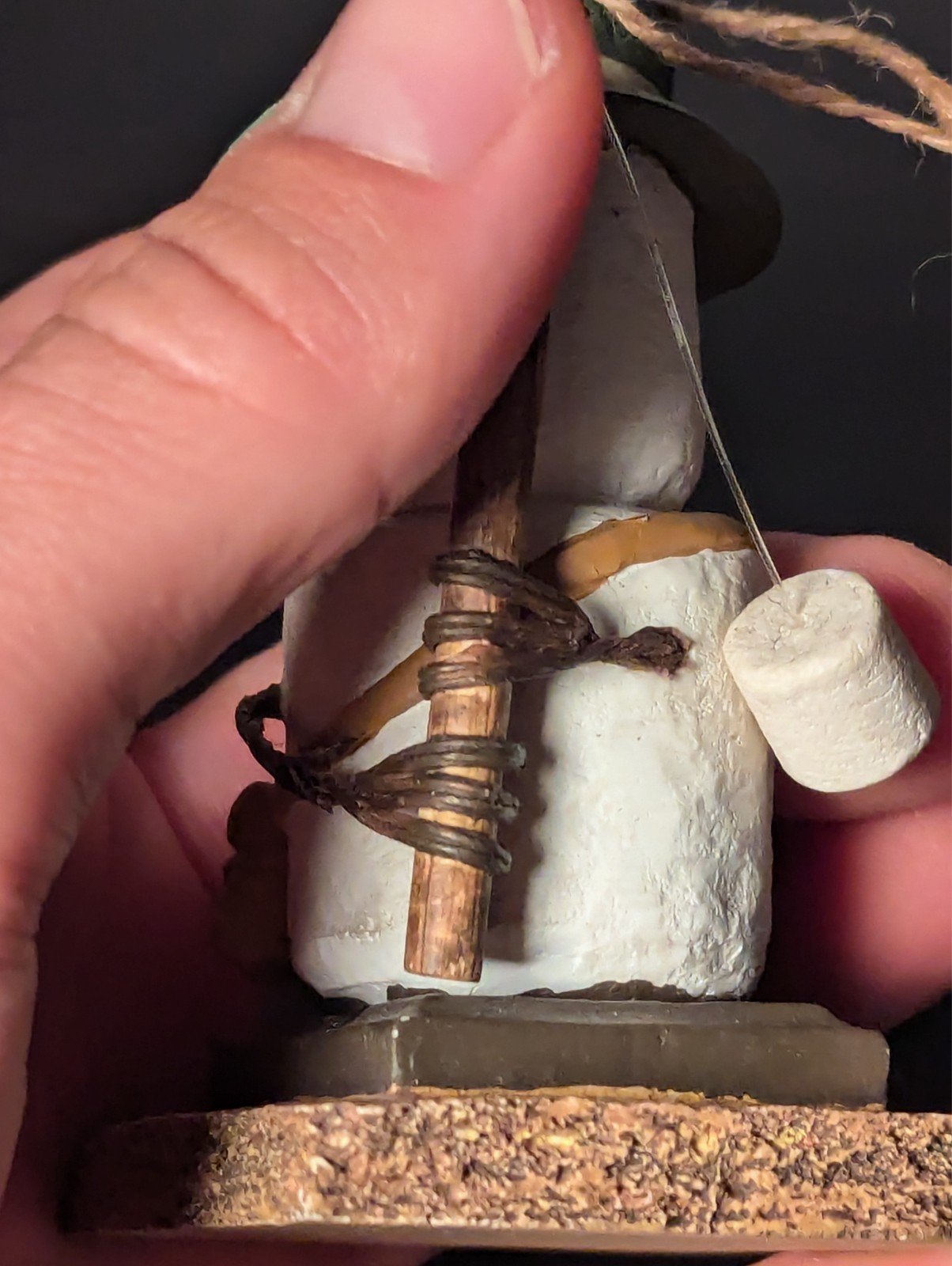 Smores Marshmallow Fishing Fisherman w/ Pole Ornament Figurine 3.3″